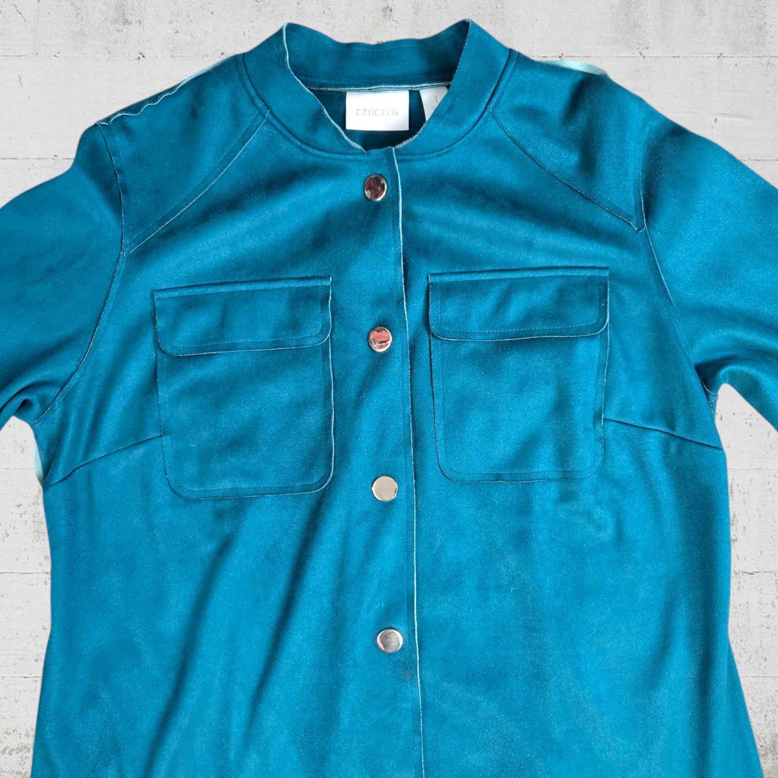 Chicos Chicos Teal Faux Suede Jacket Size Medium Size M / US 6-8 / IT 42-44 - 3 Thumbnail