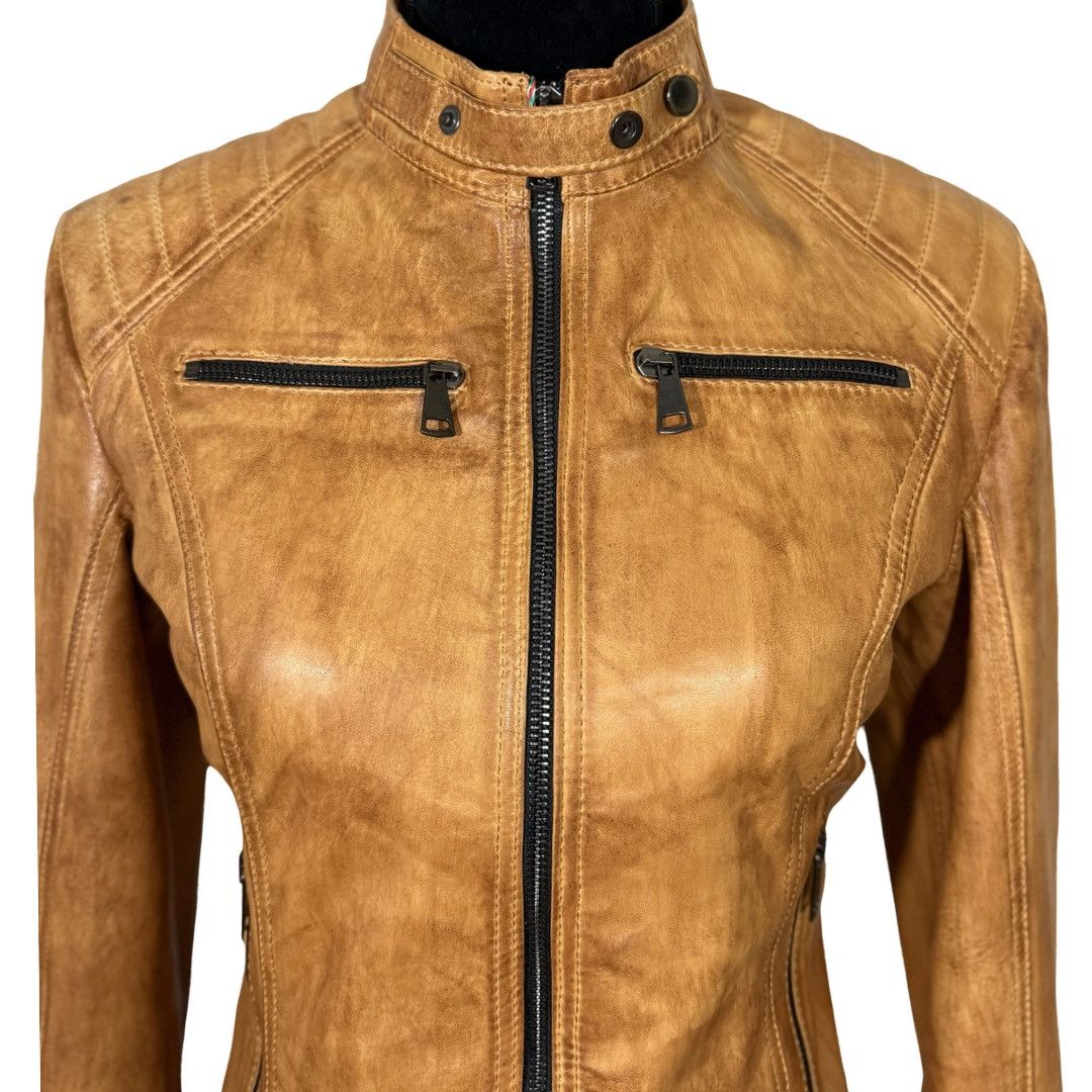 Other Florence Moon Italy Cognac Leather Moto Jacket – XS -NWT Size XS / US 0-2 / IT 36-38 - 3 Thumbnail