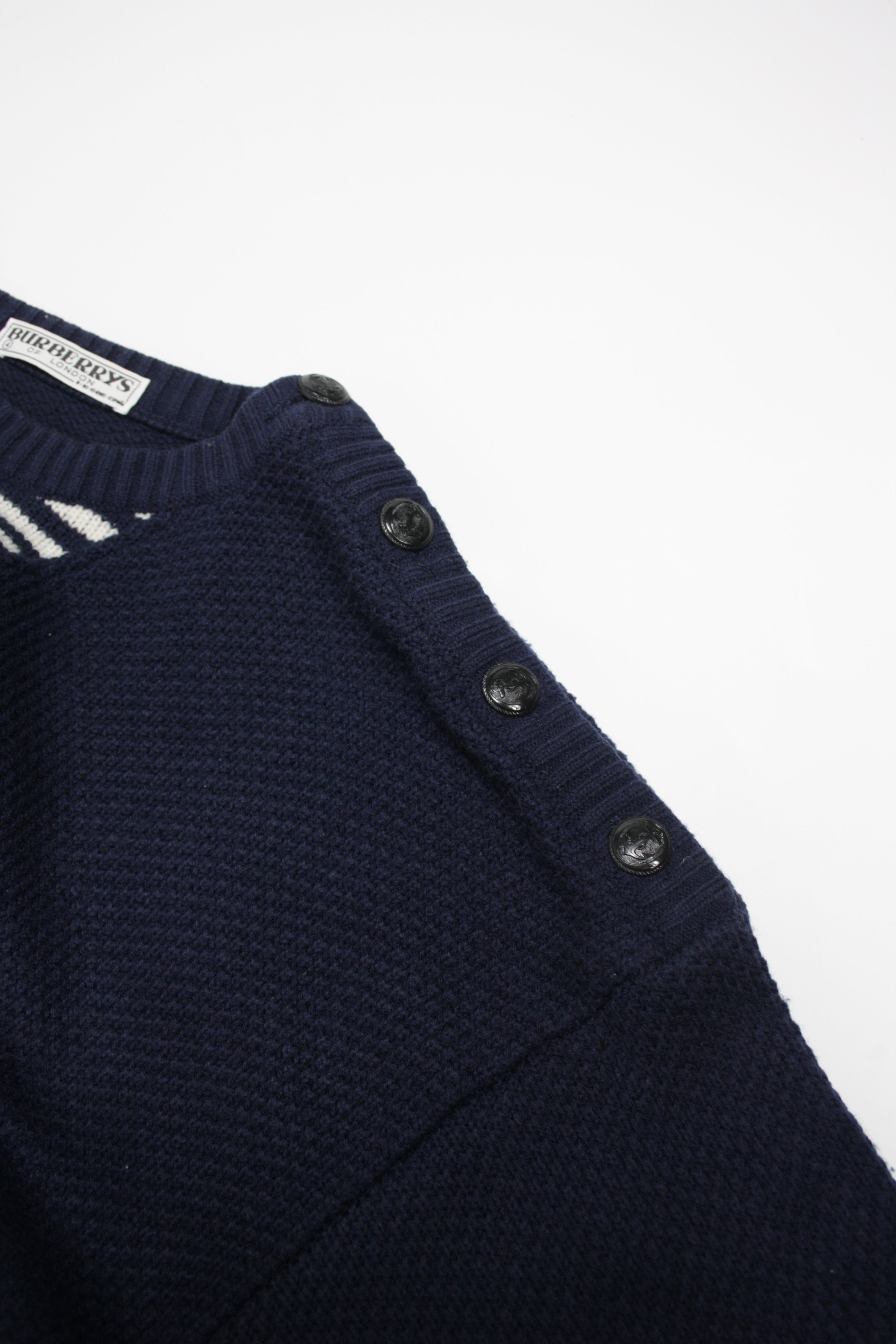 Burberry × Vintage Burberrys 90s Vintage Sailor Naval Knitted Pullover Sweater Size L / US 10 / IT 46 - 5 Thumbnail