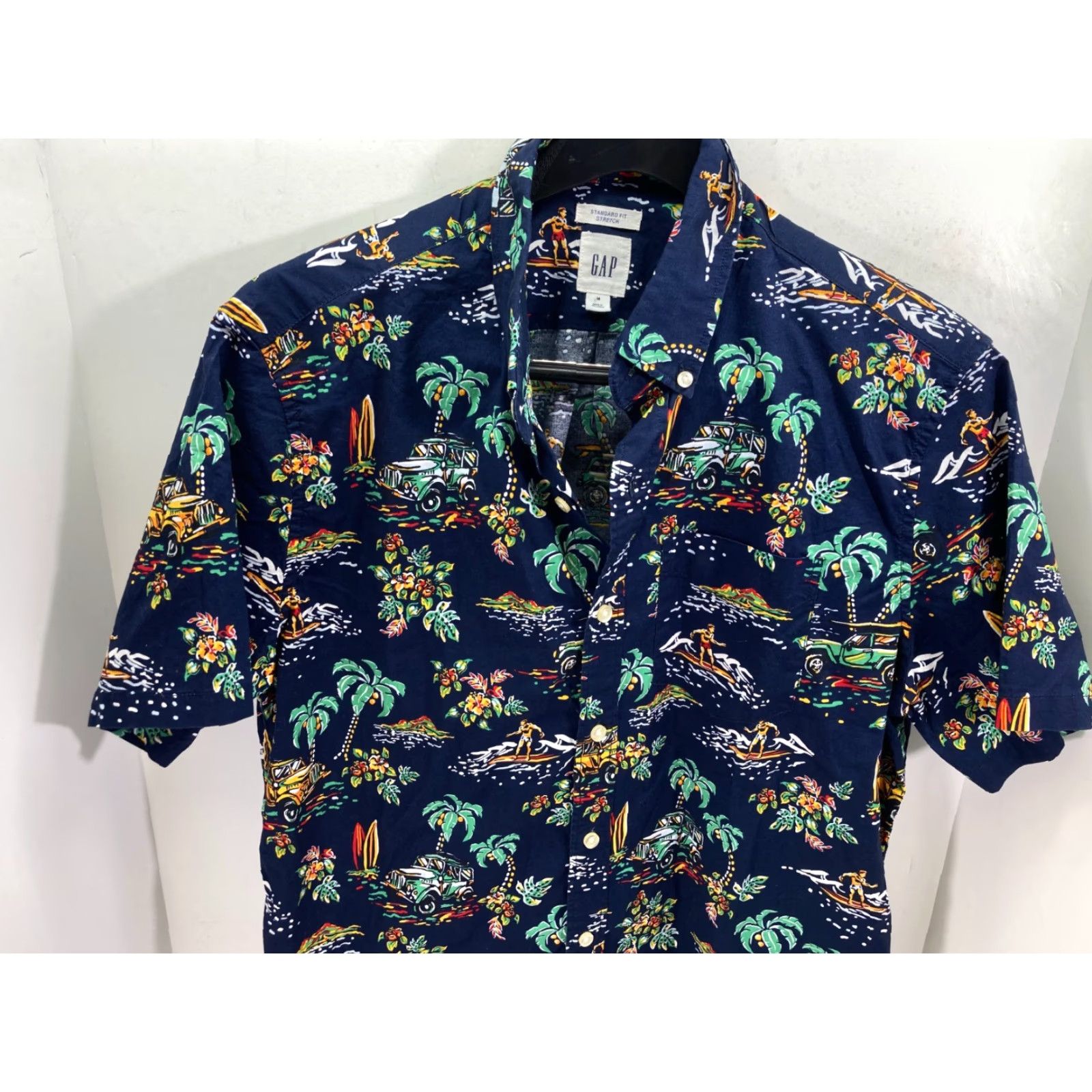 Gap Gap Hawaiian Shirt Mens Medium Blue Palm Tree Graphic Standard Fit Short Sleeve Size US M / EU 48-50 / 2 - 4 Thumbnail