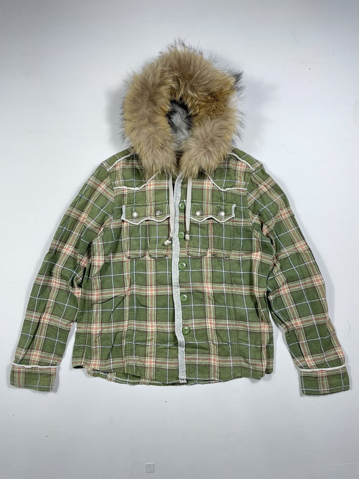 Japanese Brand VINTAGE EDWIN FADED FUR HOODIE FLANEL WESTERN STYLE Size US M / EU 48-50 / 2 - 1 Thumbnail