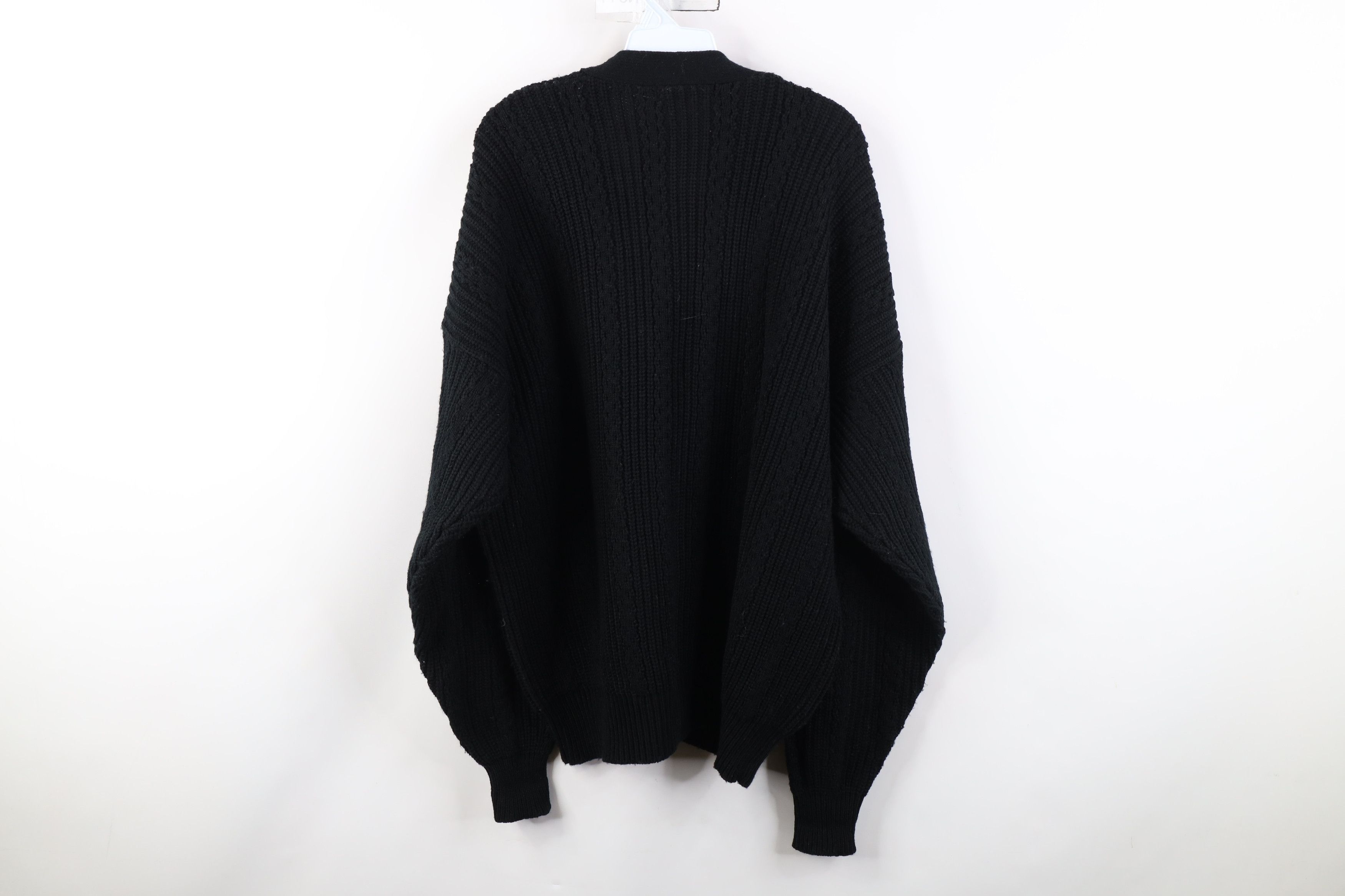 Vintage Vintage 90s Streetwear Ribbed Knit Cardigan Sweater Black Size US XL / EU 56 / 4 - 8 Thumbnail
