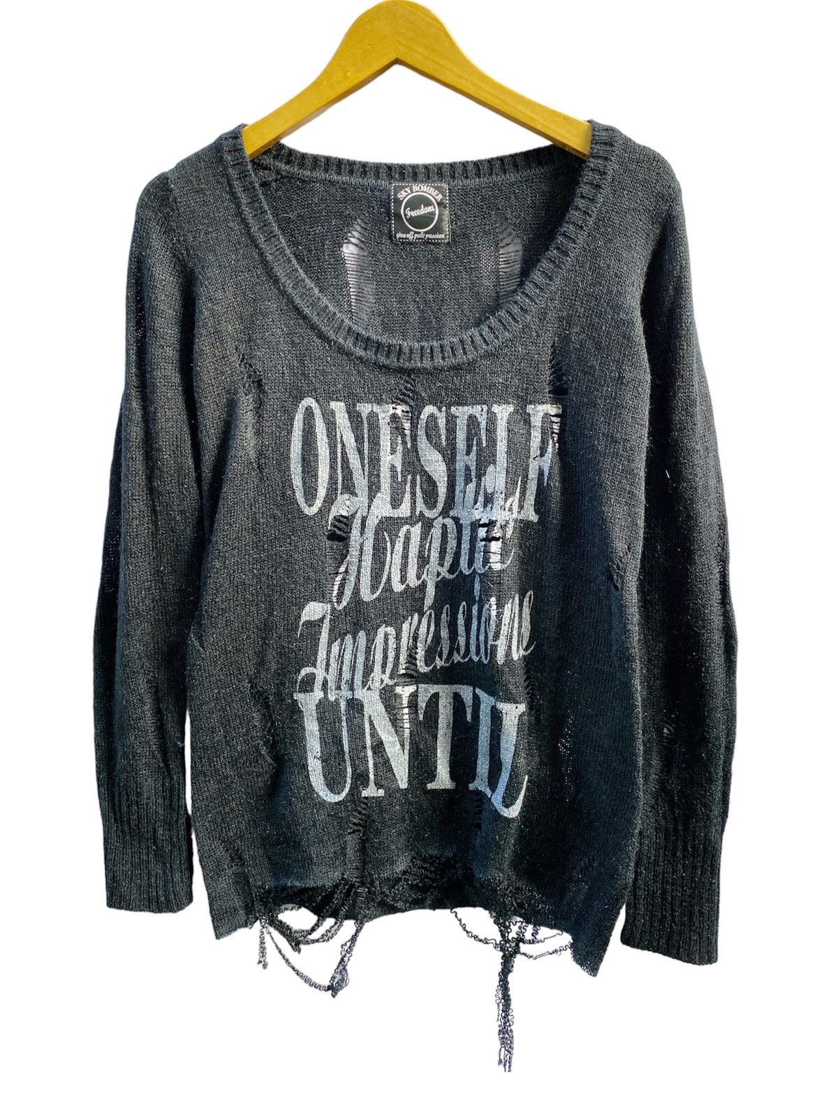 20471120 Japanese Distressed Grunge Punk Numbernine styled knitted Size US M / EU 48-50 / 2 - 1 Thumbnail