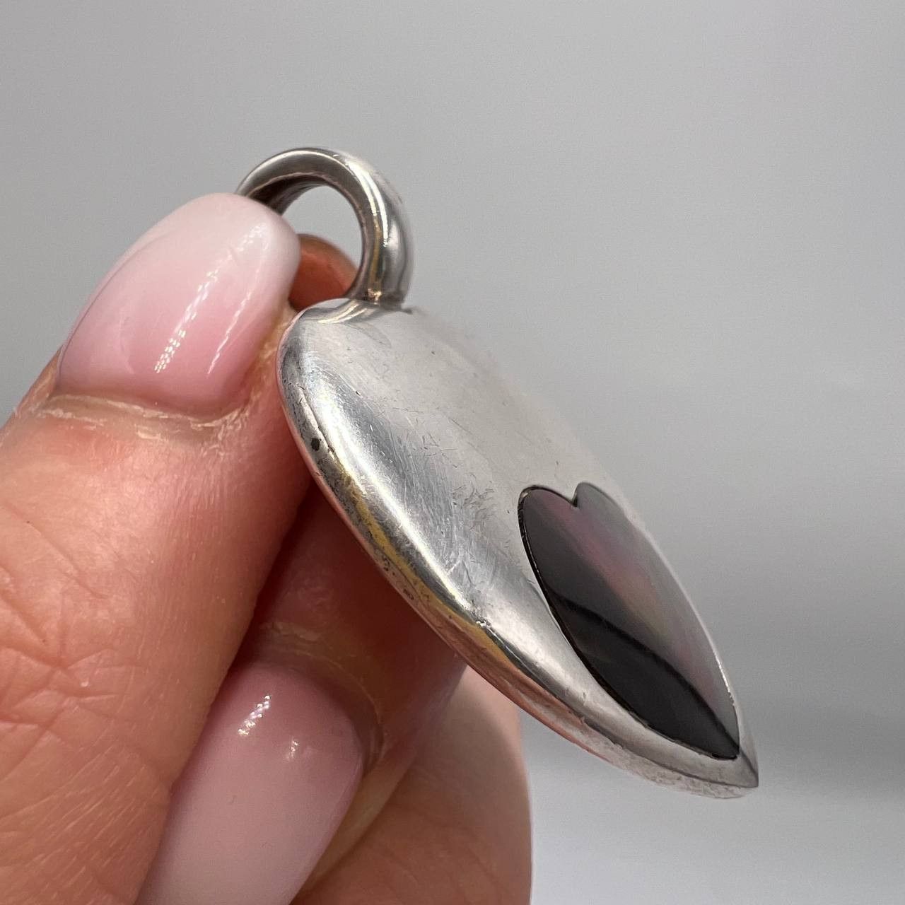 Sterling Silver Vintage Sterling Silver 925 Abalone Pendant Heart 22.5g Size ONE SIZE - 3 Thumbnail