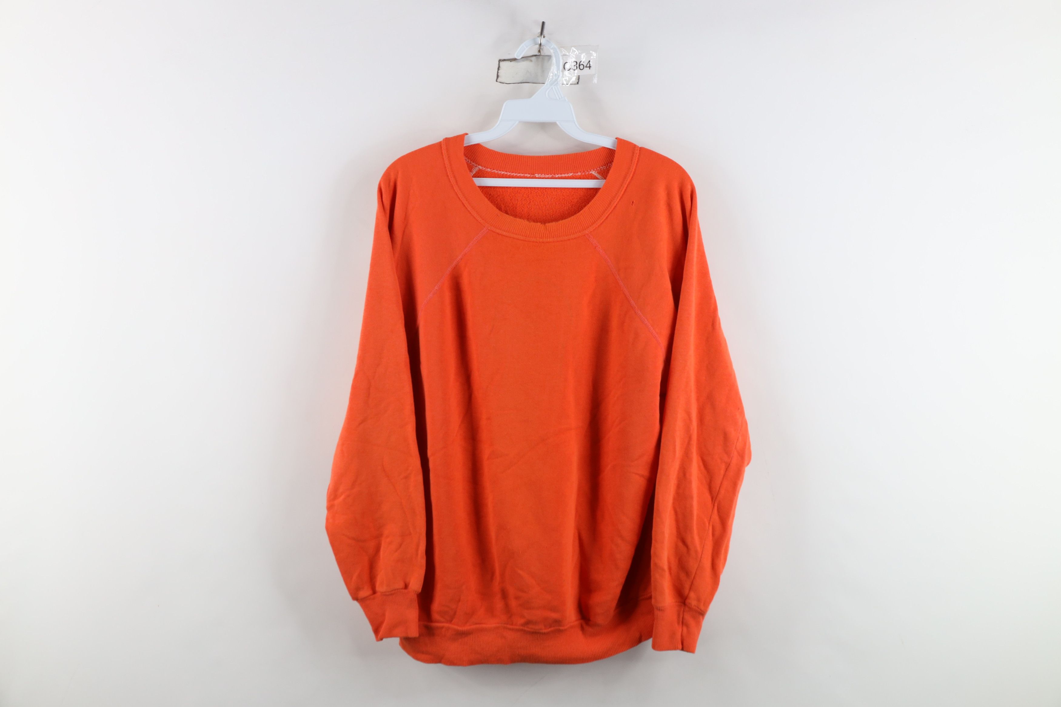 Vintage Vintage 70s Streetwear Blank Crewneck Sweatshirt Orange USA Size US XL / EU 56 / 4 - 1 Thumbnail