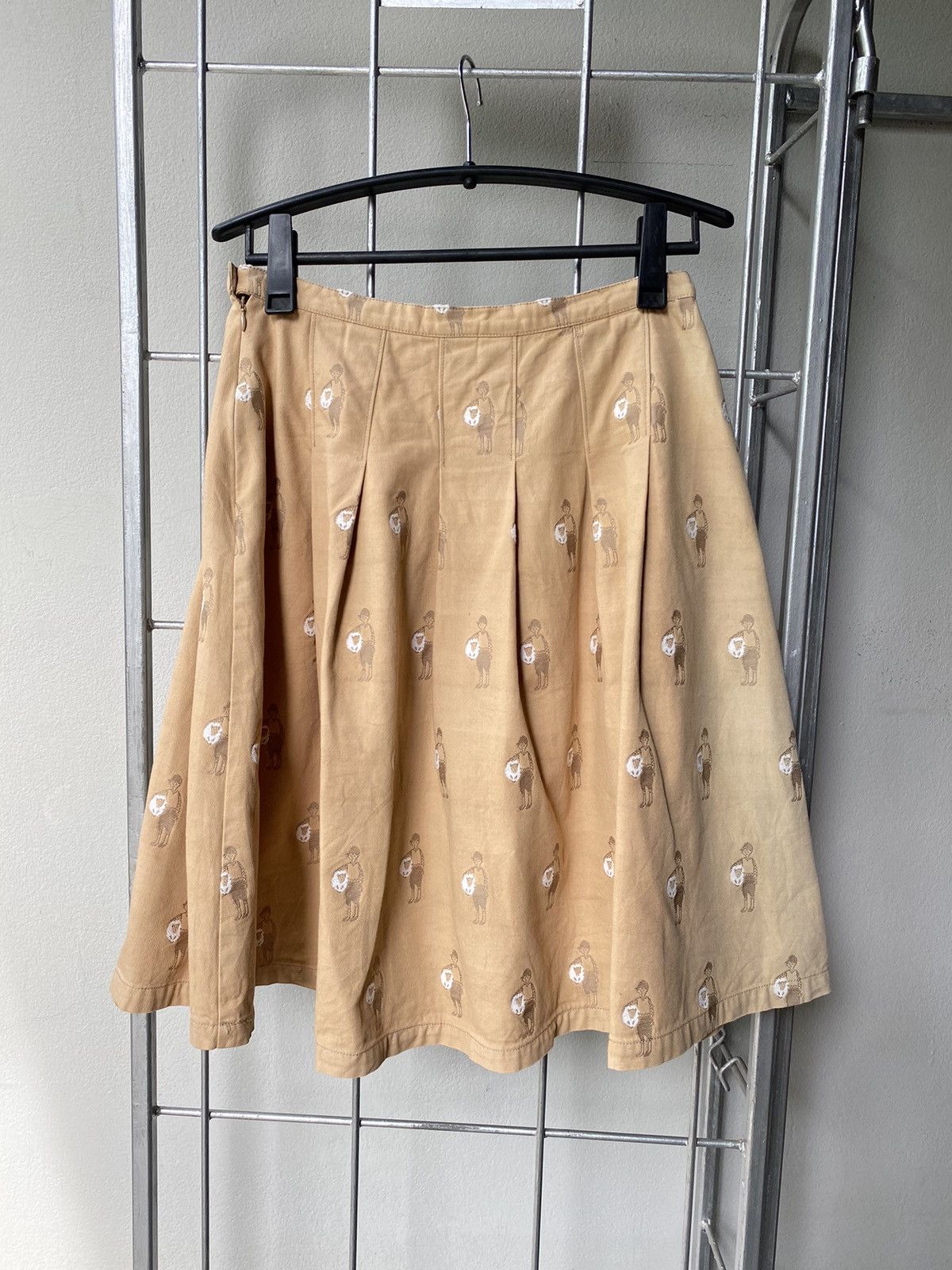 Ne-Net Né-net Beige A-Line Skirt with Embroidered Figure Pattern Size 26" / US 2 / IT 38 - 1 Thumbnail