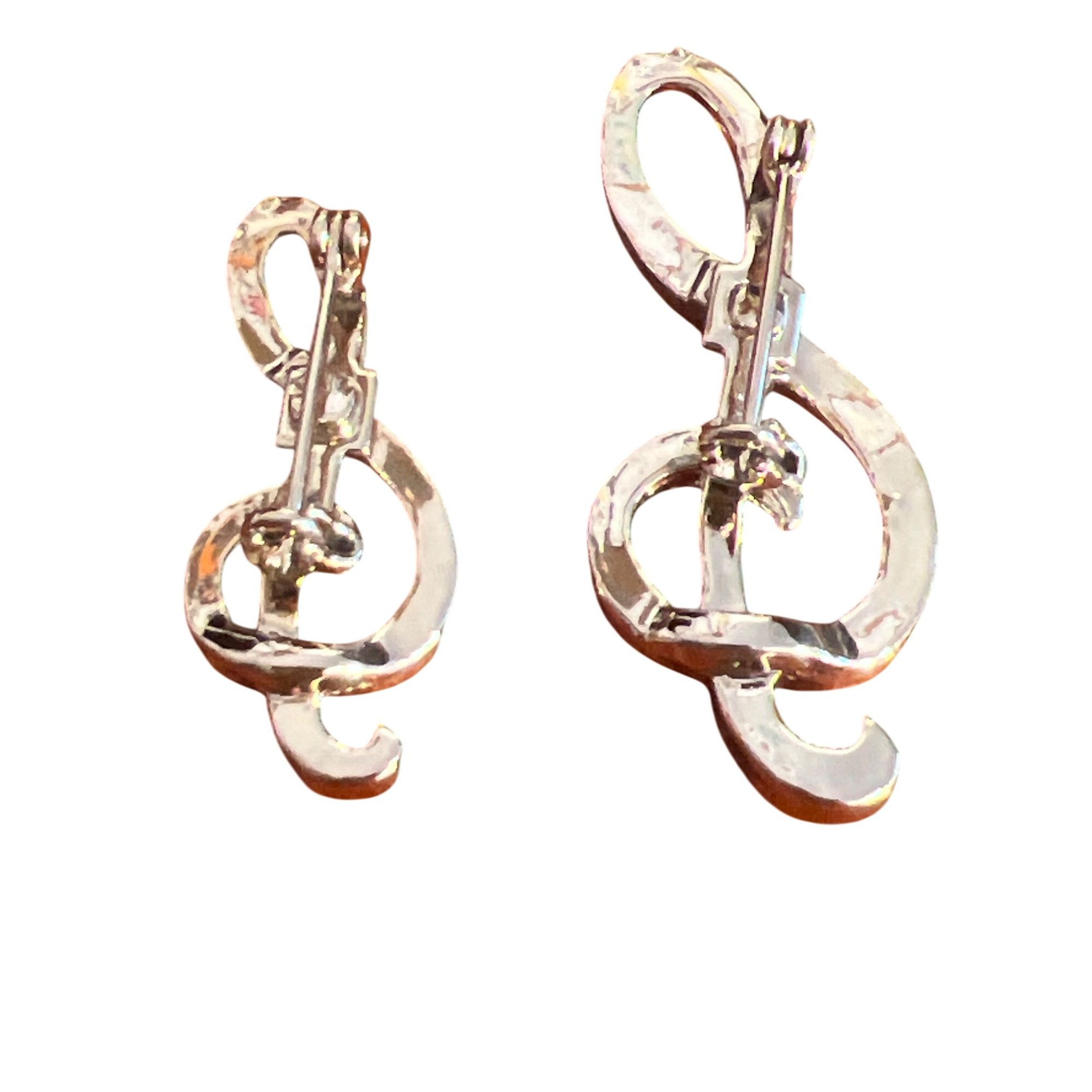 Other Set of 2 Vintage Treble Clef Scatter Pins Gold Tone Clear Rh Size ONE SIZE - 4 Thumbnail
