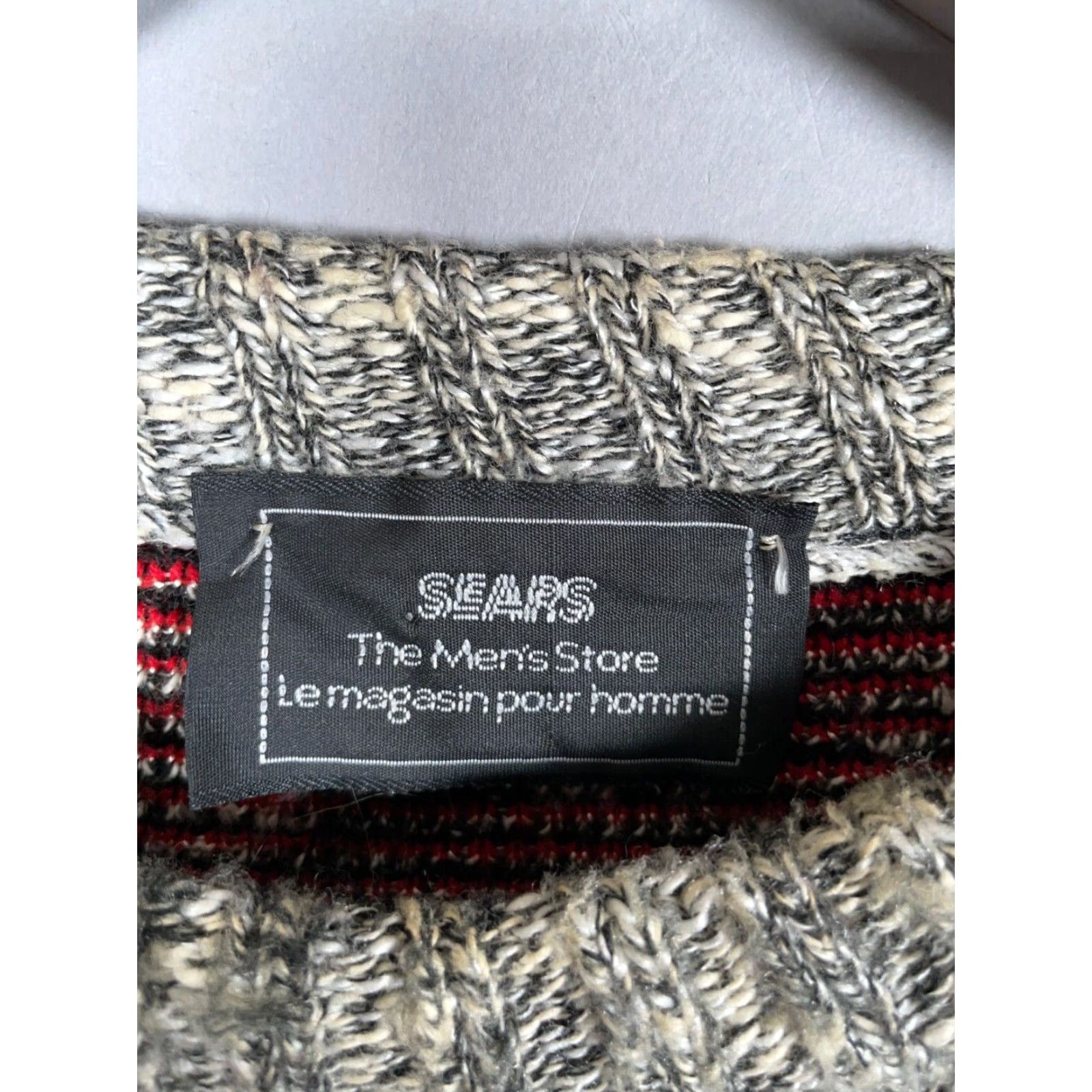 Sears VINTAGE 80s Sears Argyle Pattern Sweater Adult XL Gray Red Heavyweight Pullover Mens Size US XL / EU 56 / 4 - 4 Thumbnail
