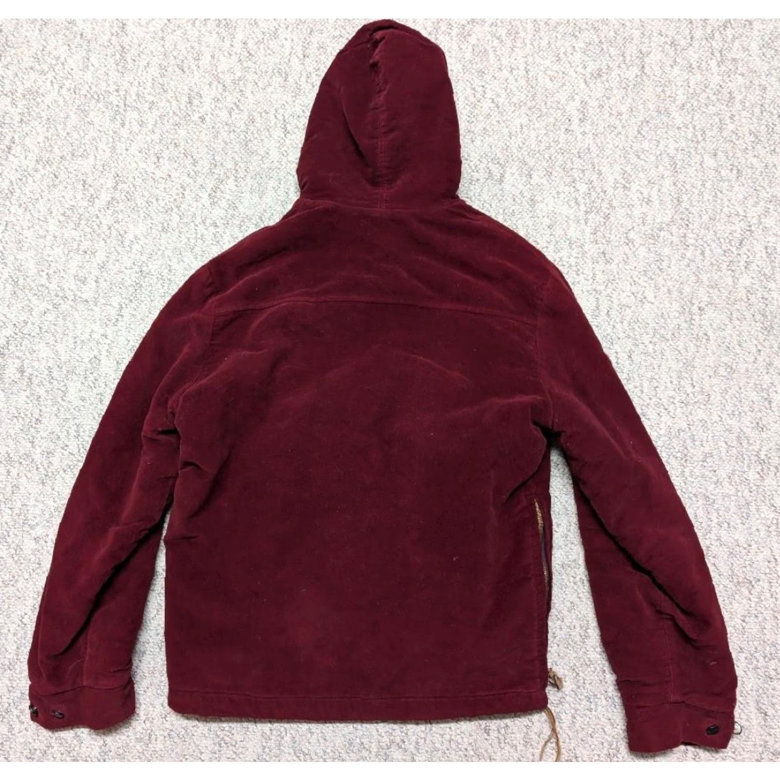 Velvet VINTAGE velvet smock jacket Shirt M Burgundy Mens 42 in Velour Hooded Tie Zip front 1950s 60s Westerm boho hippie Size US M / EU 48-50 / 2 - 2 Thumbnail