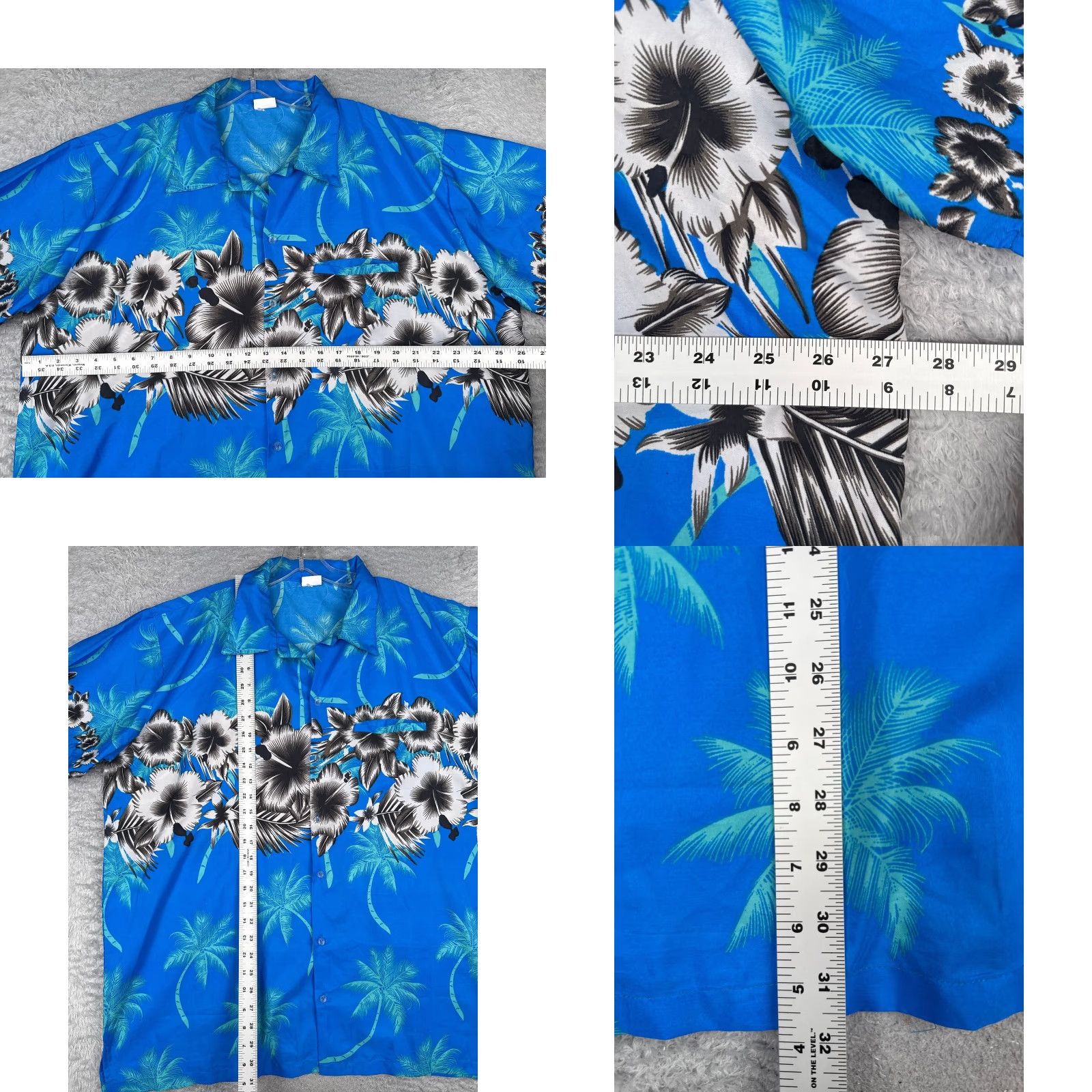Vintage King Kameha Shirt Men 2XL Blue Floral Palm Tree Hawaiian Polyester Button Up Size US XXL / EU 58 / 5 - 8 Thumbnail