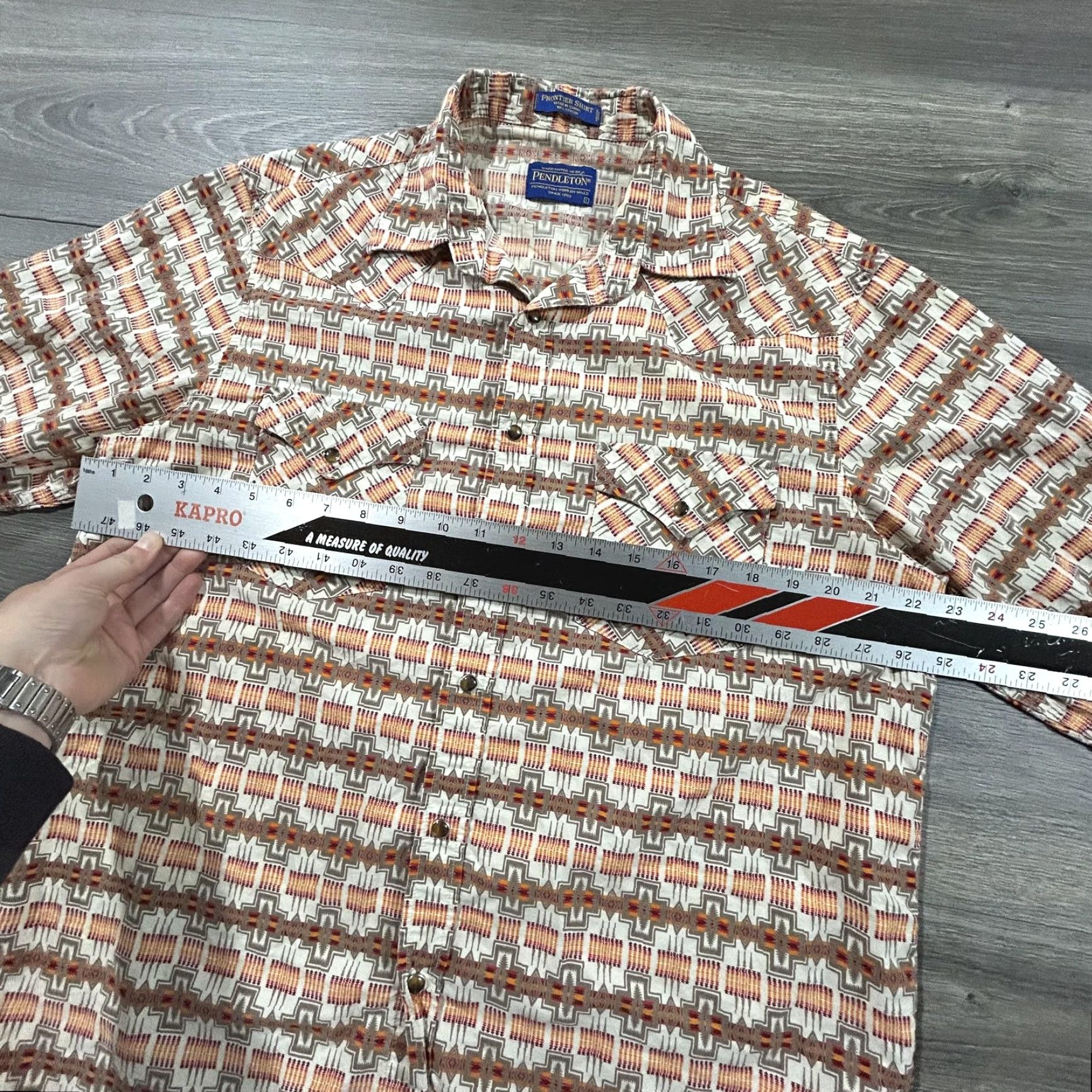 Pendleton VINTAGE Pendleton Geometric Aztec Frontier Shirt Mens Large Cotton Button-Up Western Front Snap Front Shirt Size US L / EU 52-54 / 3 - 6 Thumbnail