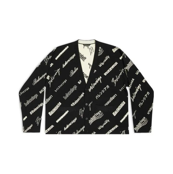 Balenciaga Balenciaga SS23 Logo Pattern V-Neck Cardigan Size US L / EU 52-54 / 3 - 1 Thumbnail
