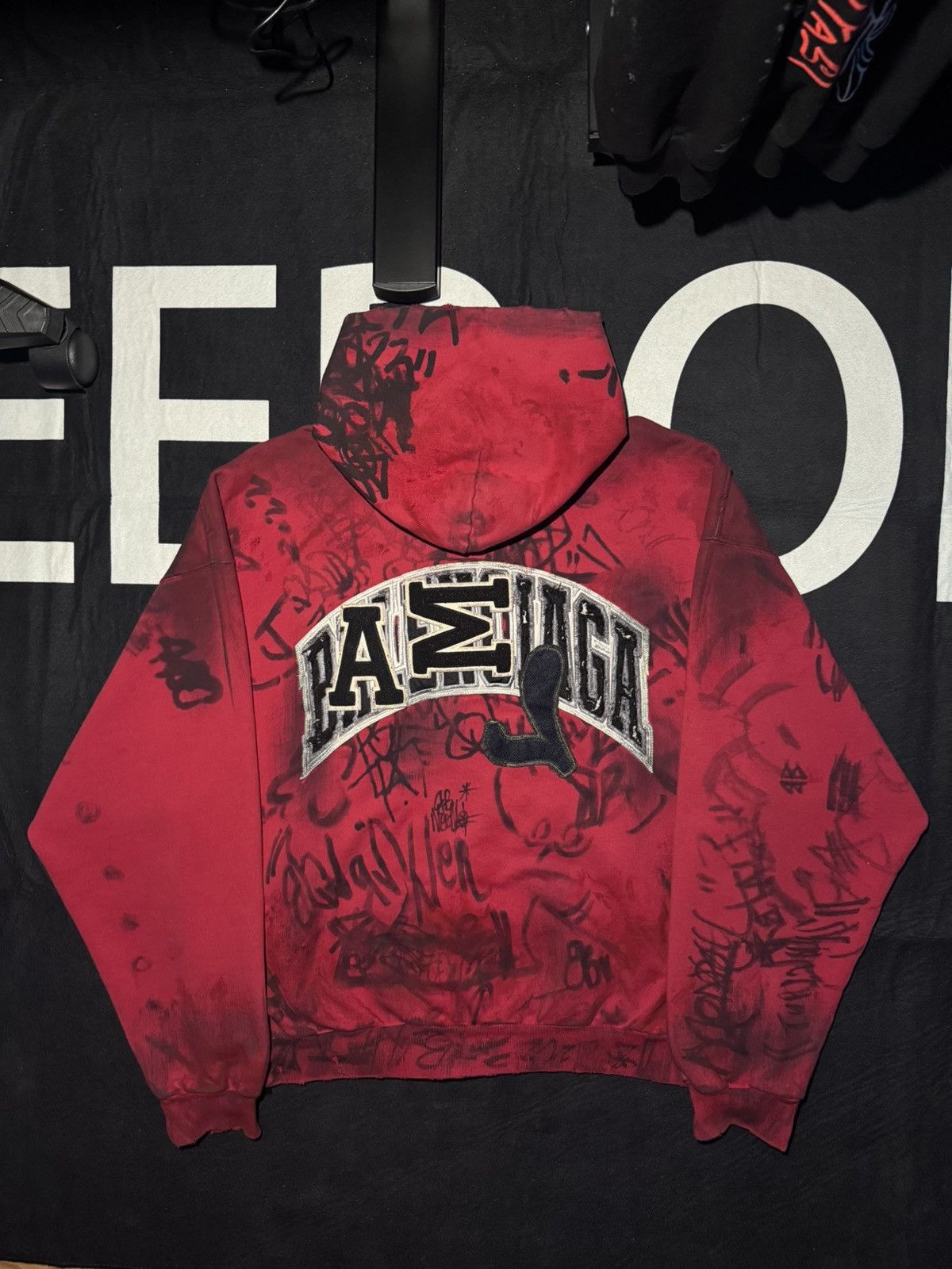Balenciaga Balenciaga Skater Graffiti Red Zip Up Hoodie | Grailed
