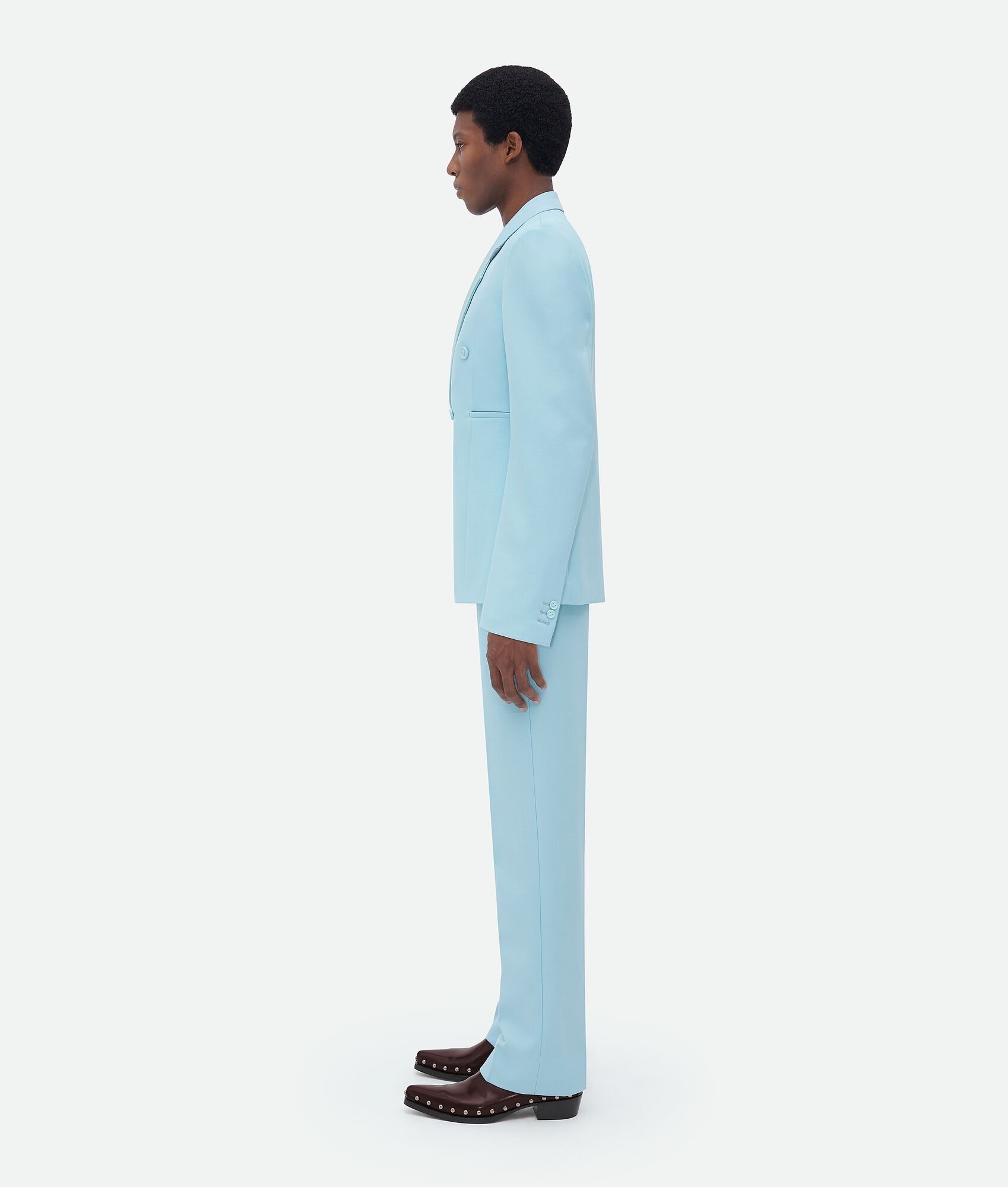 Bottega Veneta o1w1db10625 Grain De Poudre Tuxedo Jacket in Pale Blue Size US M / EU 48-50 / 2 - 2 Thumbnail