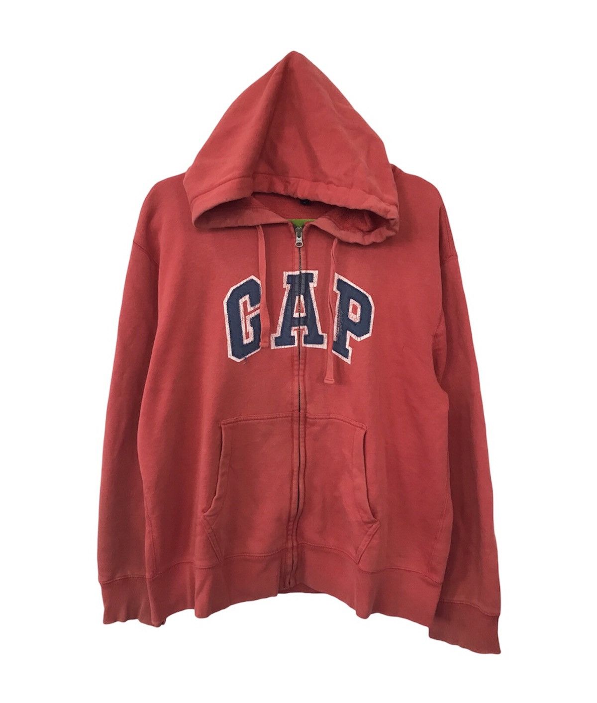 image of Gap Spellout Distressed Hoodie in Red, Men's (Size XL)