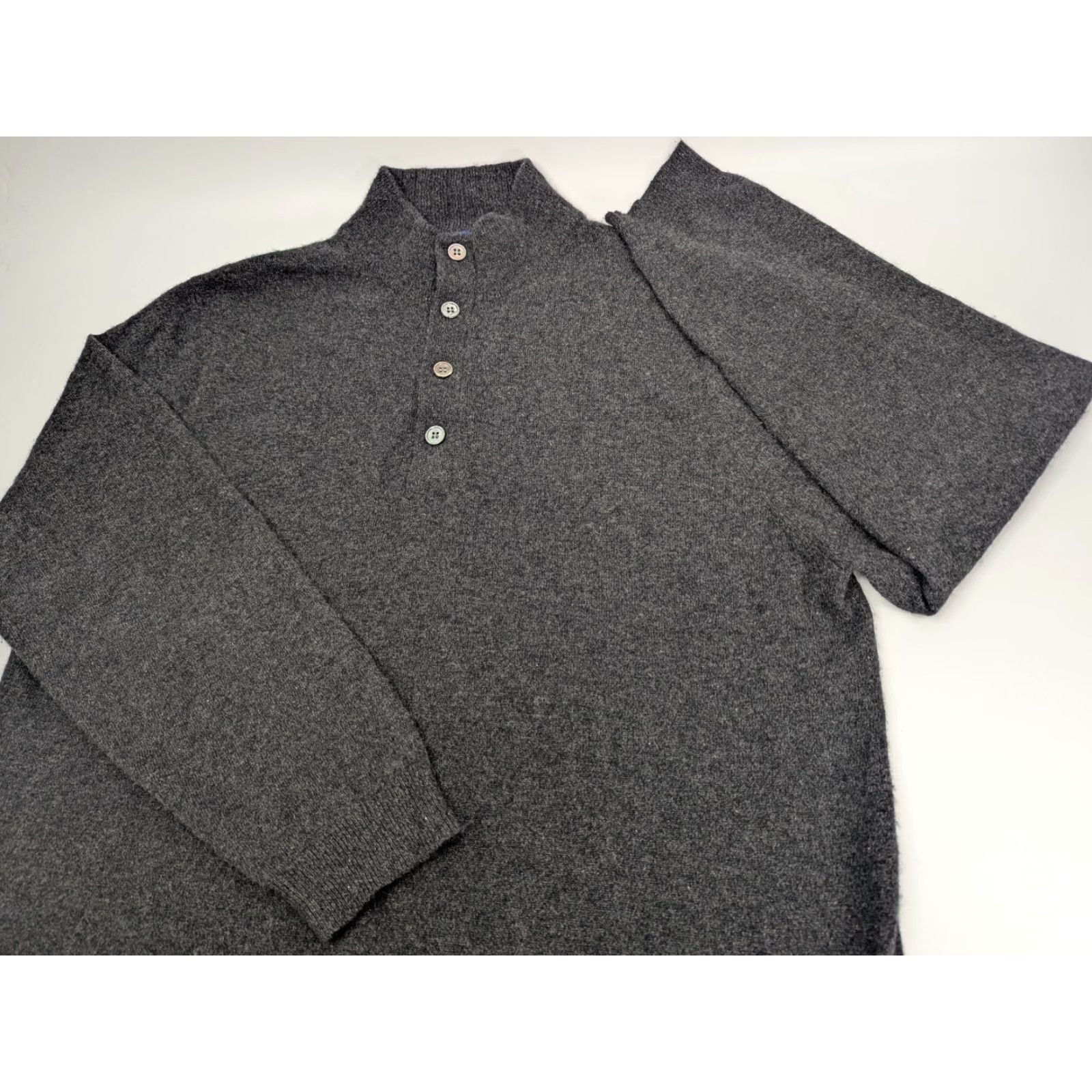 J.McLaughlin J. McLaughlin Grey Cashmere Blend 1/4 Button Pullover Mock Neck Sweater Size L Size US L / EU 52-54 / 3 - 2 Thumbnail