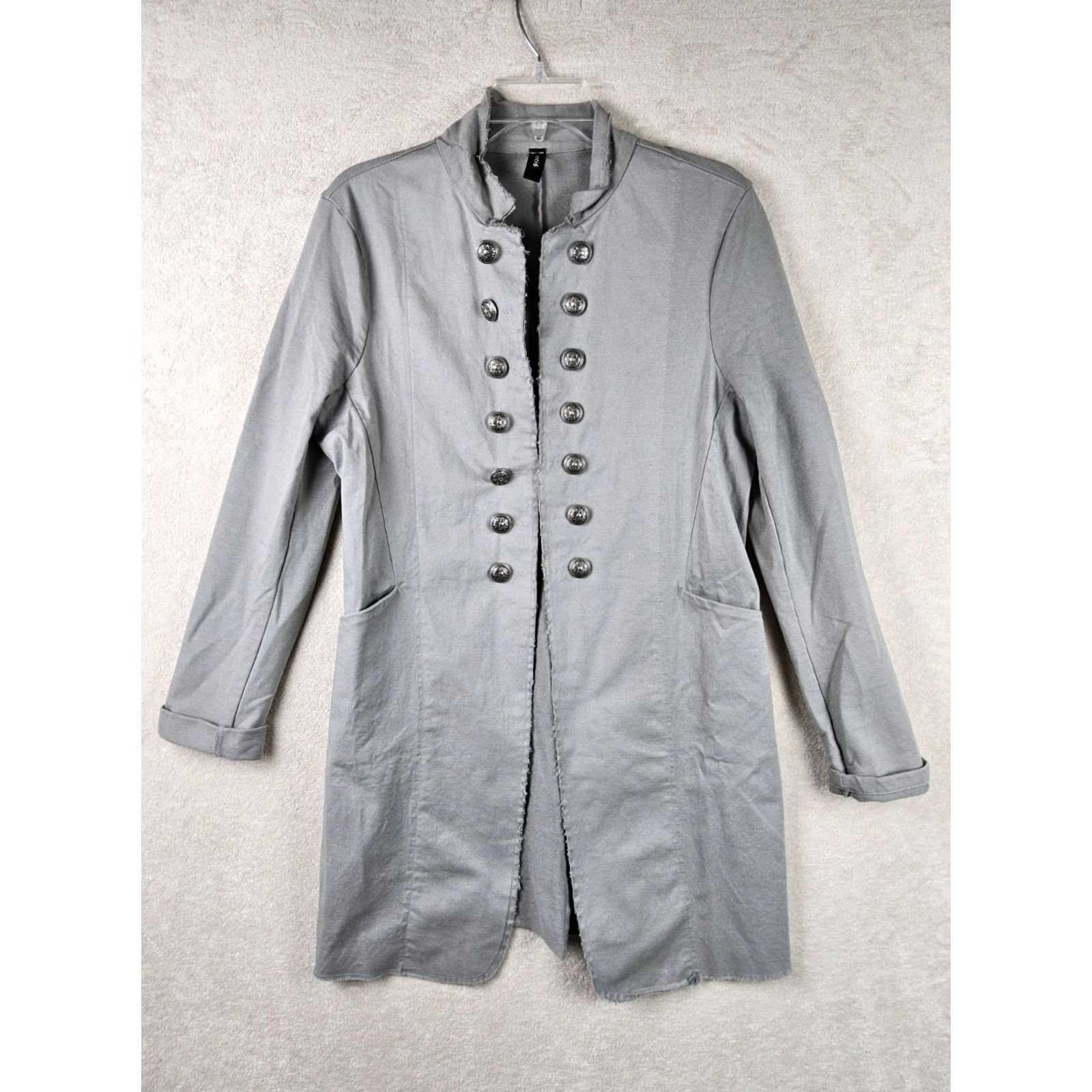 Vintage Venti6 Women's Jacket Sgt Pepper Style Open Gray Sage Green Long Sleeve Mid-Length Pockets Size M / US 6-8 / IT 42-44 - 2 Thumbnail