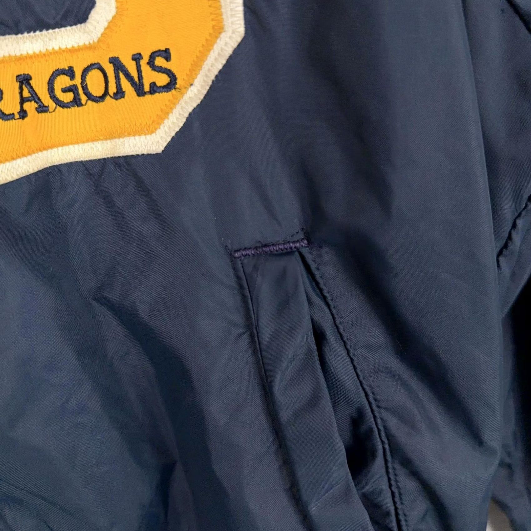 Champion VINTAGE Champion Clintondale Dragons Jacket Mens M Navy Blue Varsity 80s 90s Sports Front Snap Pockets Logo Zipper William? Size US M / EU 48-50 / 2 - 6 Thumbnail