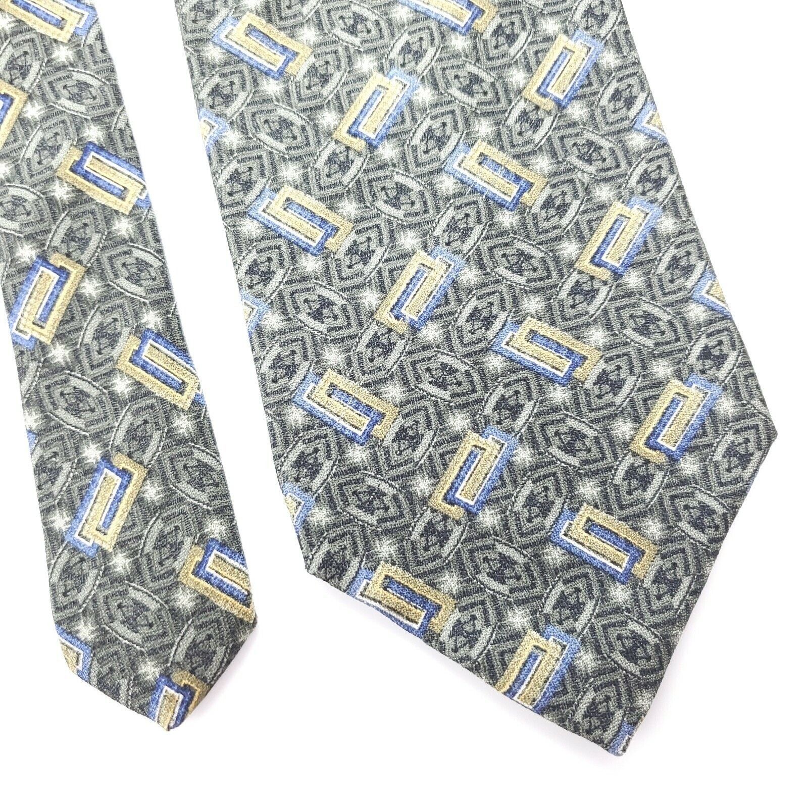 Henry Grethel Henry Grethel Green Abstract Silk Tie Short Print Size ONE SIZE - 1 Thumbnail