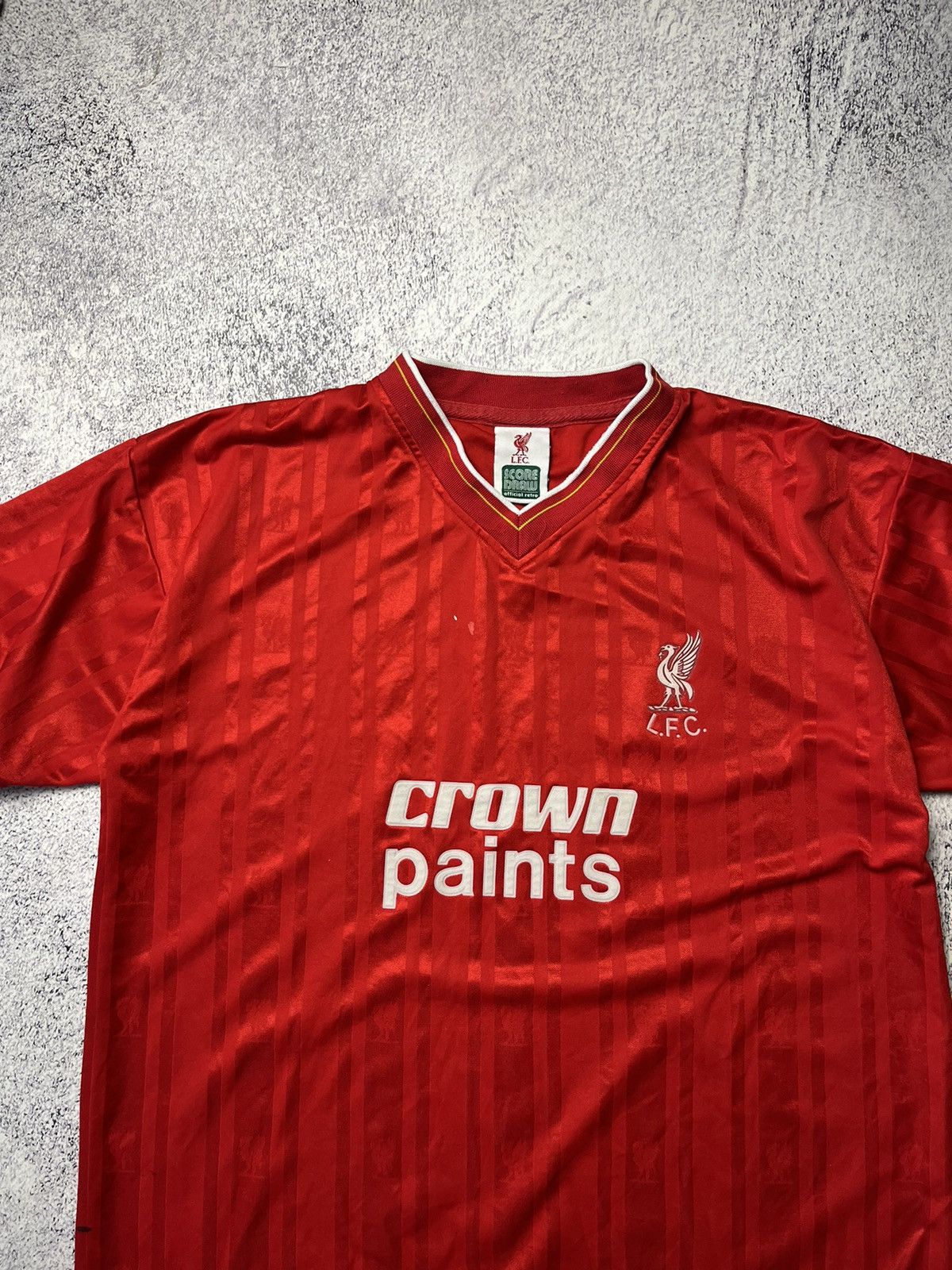 Vintage Liverpool 1982 Score Draw Football Shirt Mens Top Jersey Size US L / EU 52-54 / 3 - 6 Thumbnail
