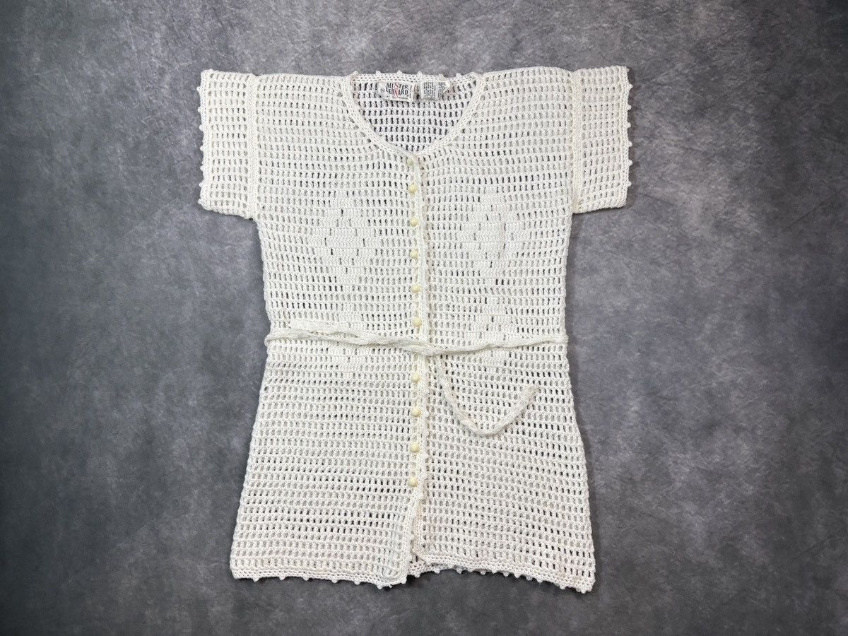 Vintage 1970s Vintage Belted Shortsleeve Loose Knit Shirt Crochet 70 Size S / US 4 / IT 40 - 10 Thumbnail