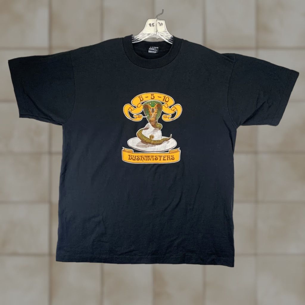 Fruit Of The Loom VINTAGE 90s Military T-Shirt XL Black Cotton Blend Short Sleeve Crew Neck Unisex America Iron On Logo Size US XL / EU 56 / 4 - 1 Thumbnail