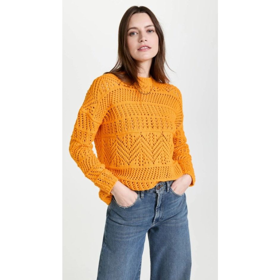 Rag & Bone NWT Rag & Bone Renee Novelty Yellow Knit Oversized Sweater Size S / US 4 / IT 40 - 1 Thumbnail