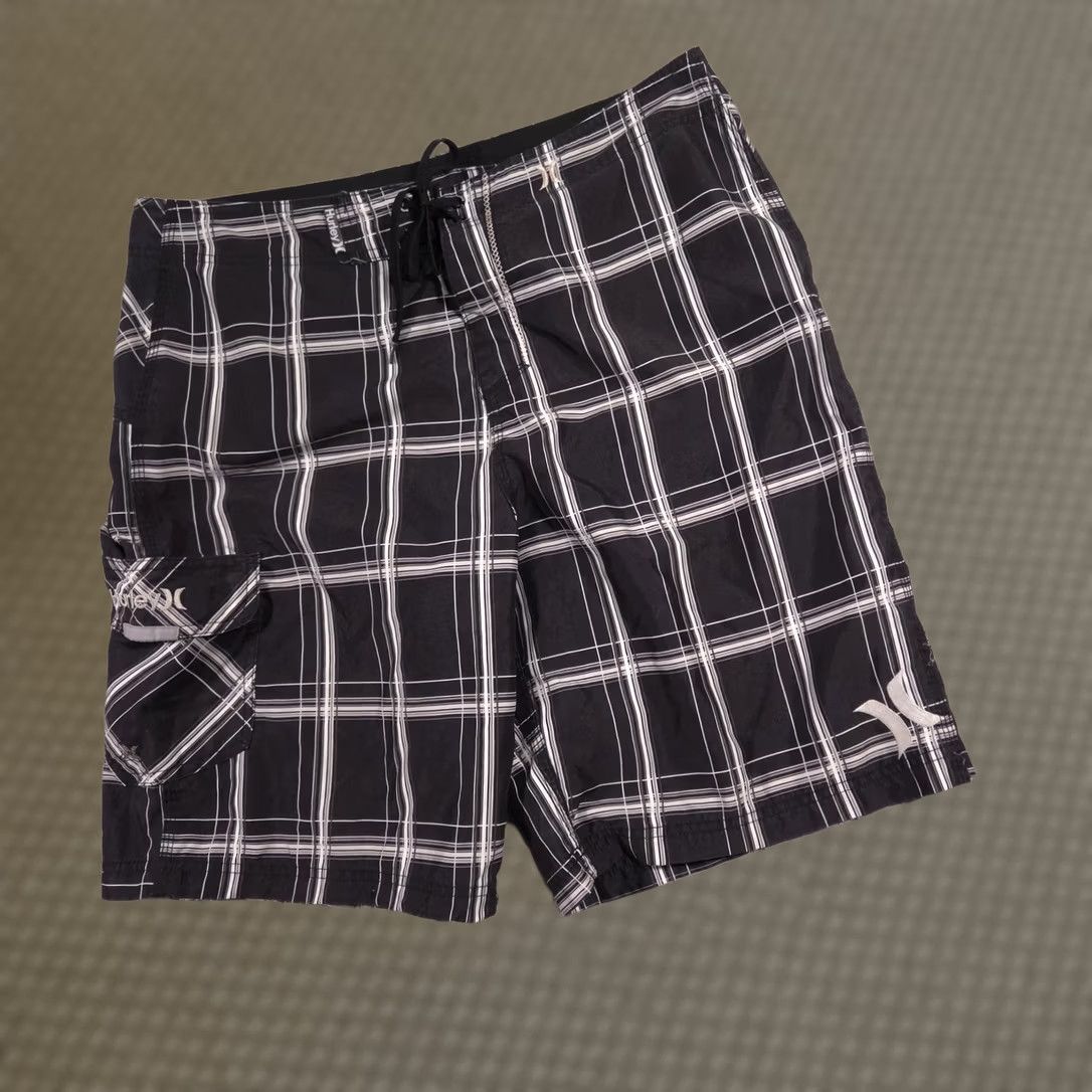 Hurley Hurley Shorts Mens Large Black White Plaid Board Shorts Swim Trunks 2009 Size US 34 / EU 50 - 1 Thumbnail