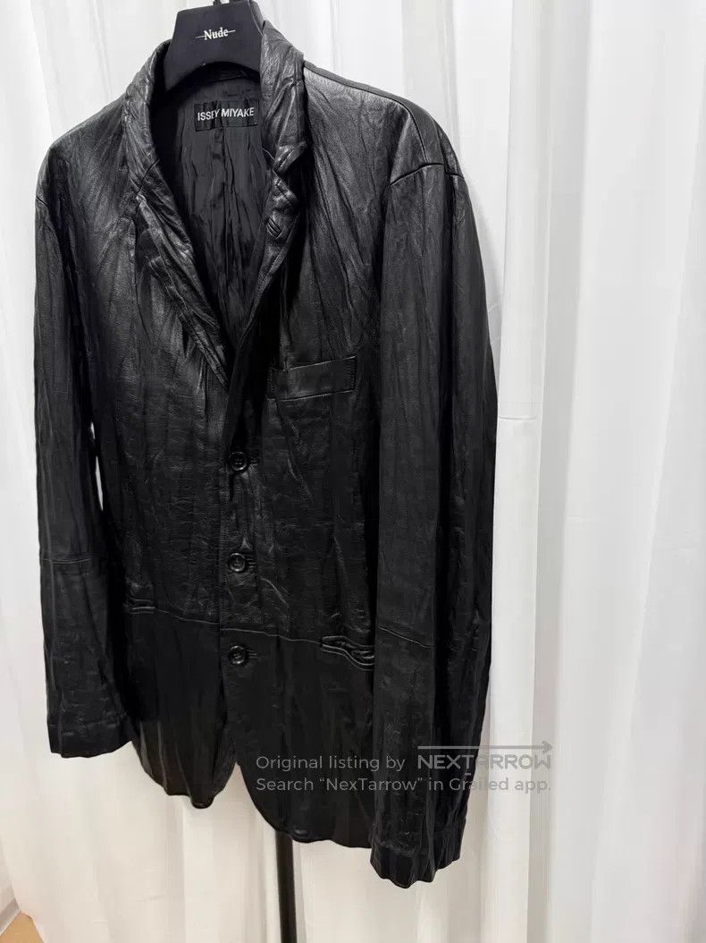 Issey Miyake Issey Miyake Leather Wrinkled Loose Jacket Size US M / EU 48-50 / 2 - 2 Thumbnail
