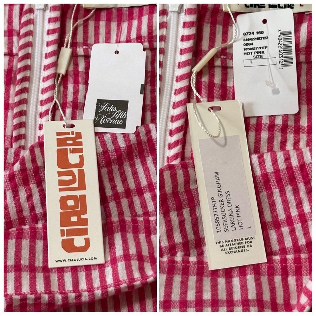 Ciao Lucia Ciao Lucia Lareina Seersucker Gingham Midi Dress, L, Pink Size L / US 10 / IT 46 - 3 Thumbnail