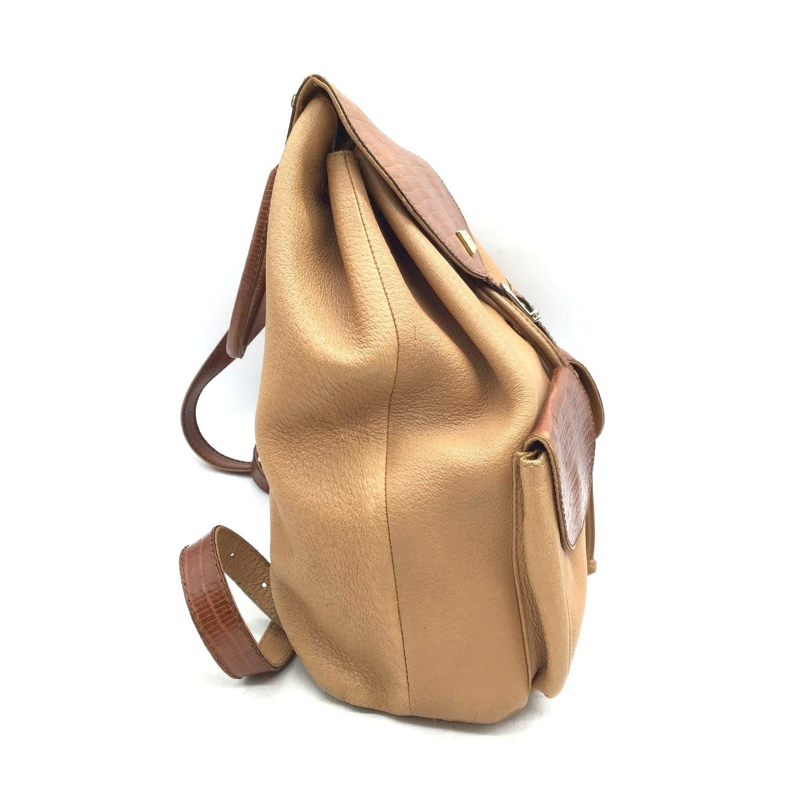 Gianfranco Ferre Gianfranco Ferre Distressed Leather Drawstring Backpack Size ONE SIZE - 2 Thumbnail
