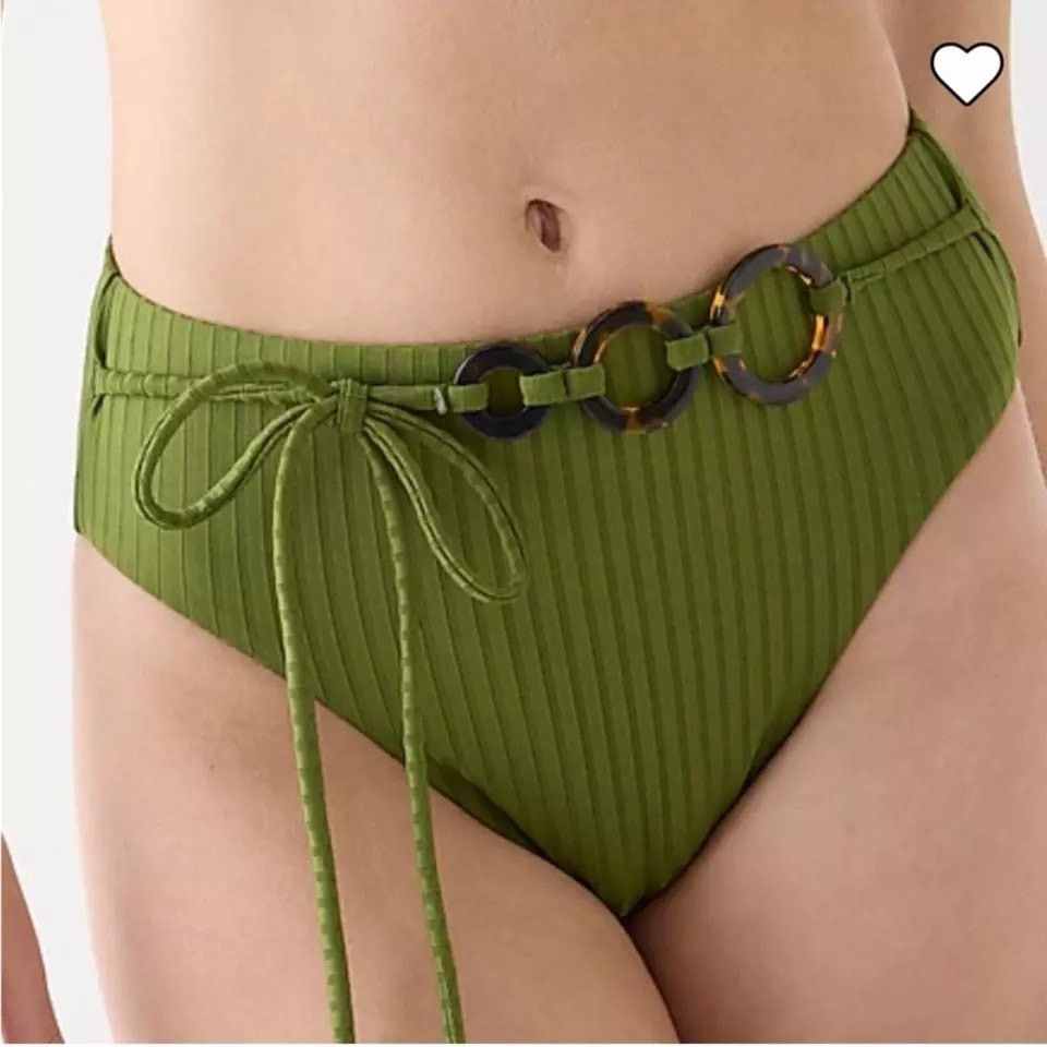 J.Crew NWT J. Crew Wide-rib high-rise bikini bottom w rings Size S Size ONE SIZE - 1 Thumbnail