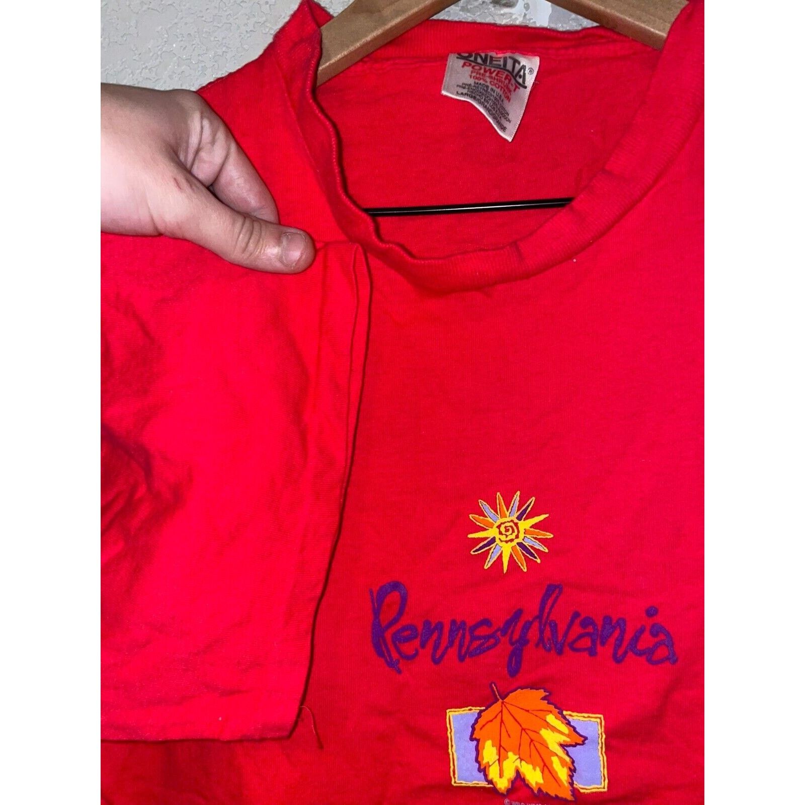 Vintage Vintage Pennsylvania Shirt Fall leaves Leaf Red Tee 90s L Size US L / EU 52-54 / 3 - 6 Thumbnail