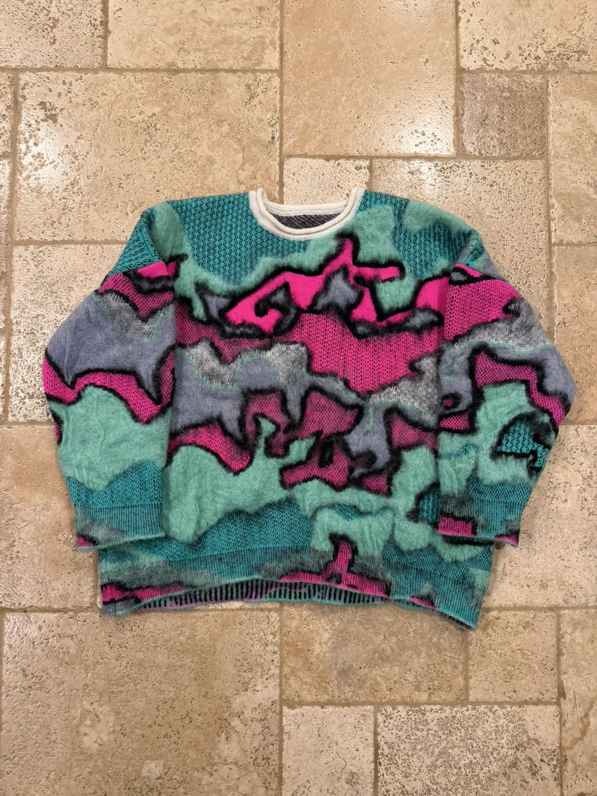 Loewe Loewe Oversized Multi Camo Jacquard-Knit Mohair Crew Sweater Size US S / EU 44-46 / 1 - 10 Thumbnail