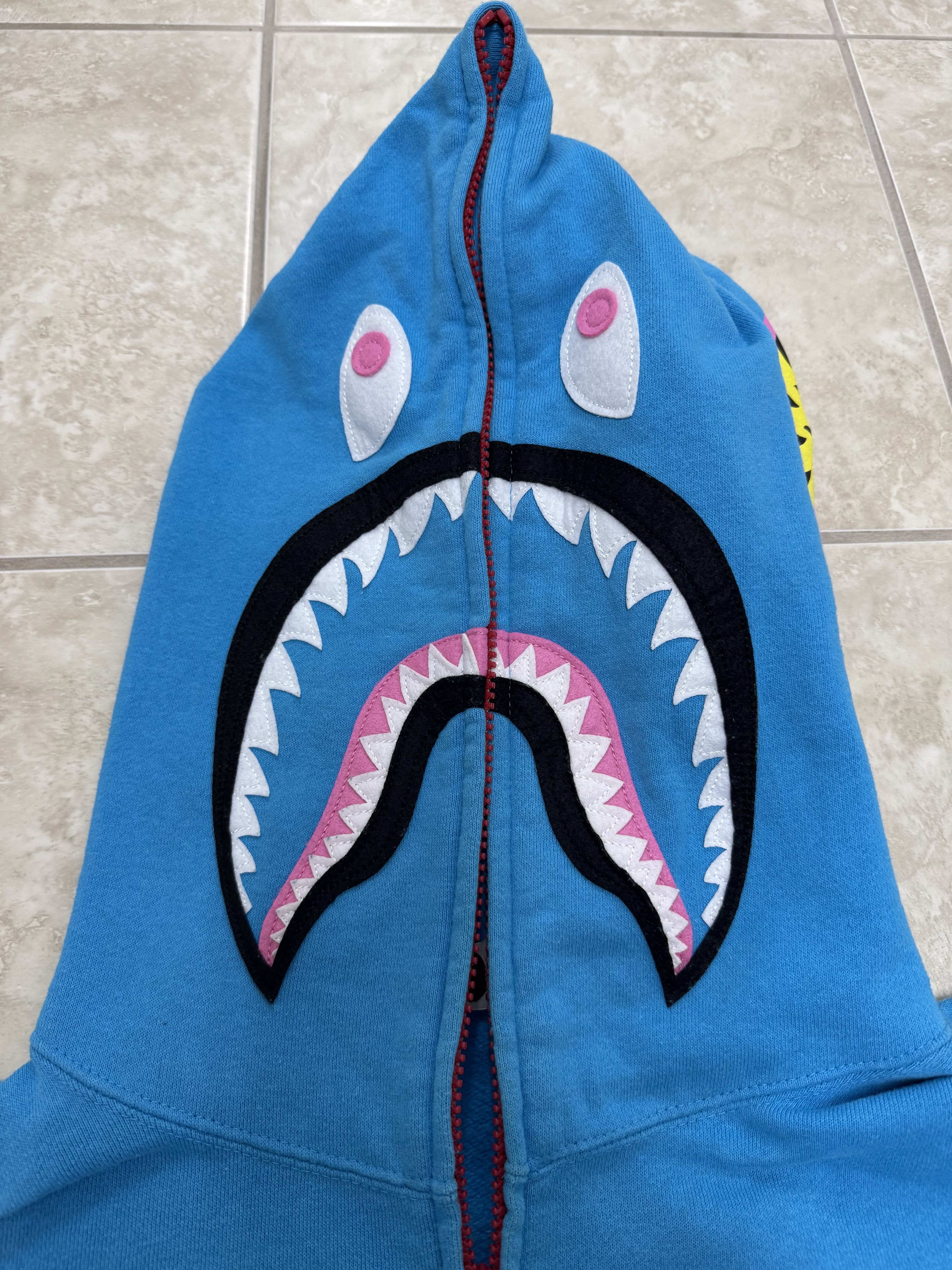 Bape Bape Light Blue Shark Full Zip Hoodie Mens Extra-Large Size US XL / EU 56 / 4 - 3 Thumbnail
