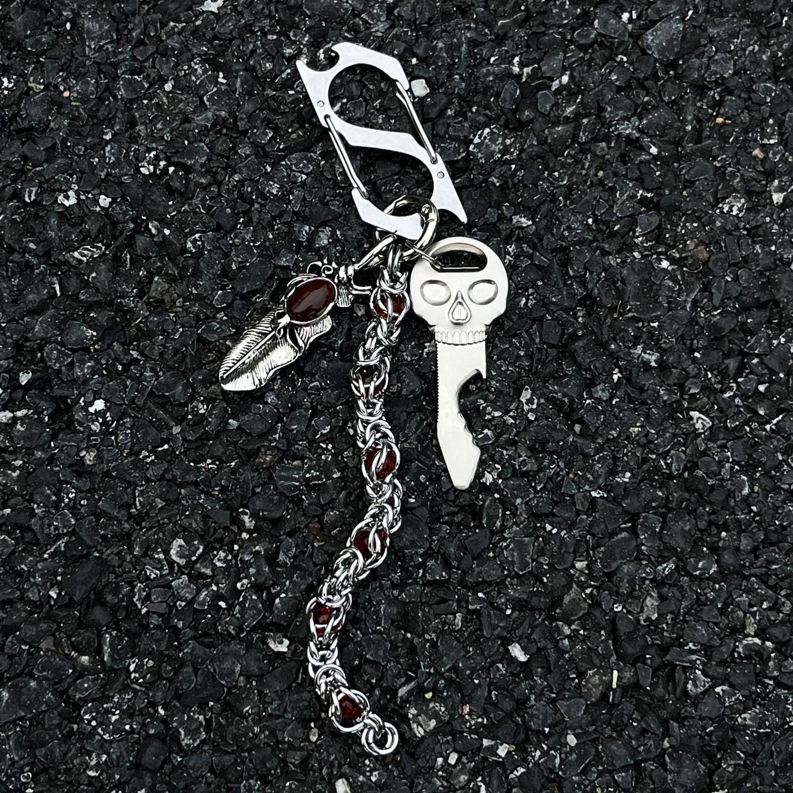 Jewelry Silver Skull Chain Key Holder, Men's Accessory Size ONE SIZE - 8 Thumbnail