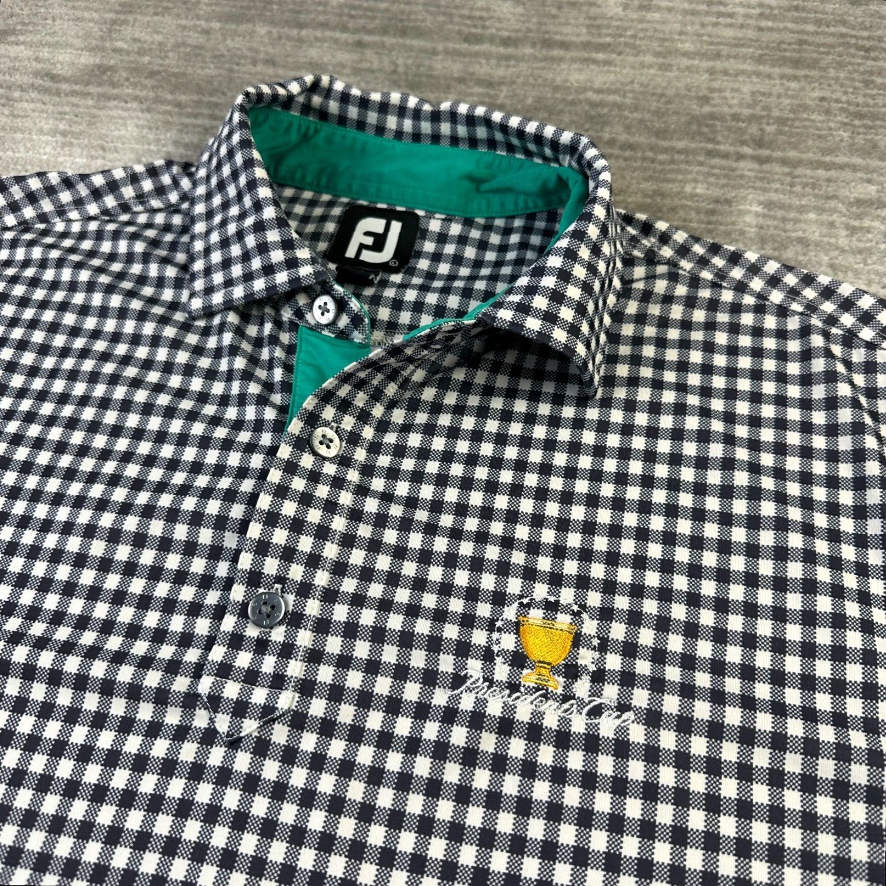 Footjoy Footjoy Polo Shirt Mens Large Gray Gingham Plaid Presidents Cup Liberty National Size US L / EU 52-54 / 3 - 2 Thumbnail