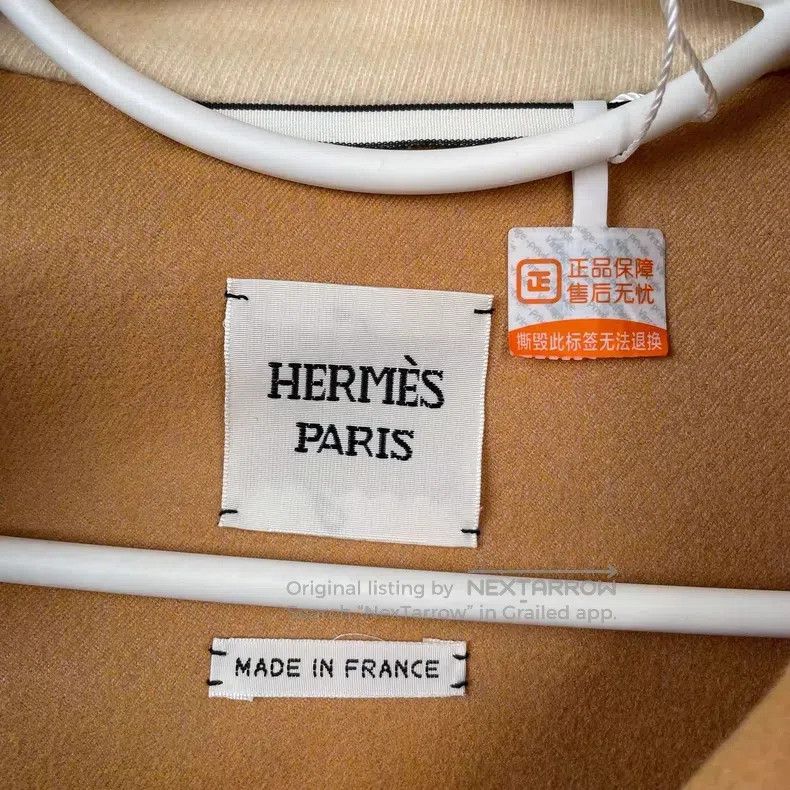 Hermes Hermes Khaki Full Cashmere and Leather Patch Cloak Coat Size XXS / US 00 / IT 34 - 9 Thumbnail