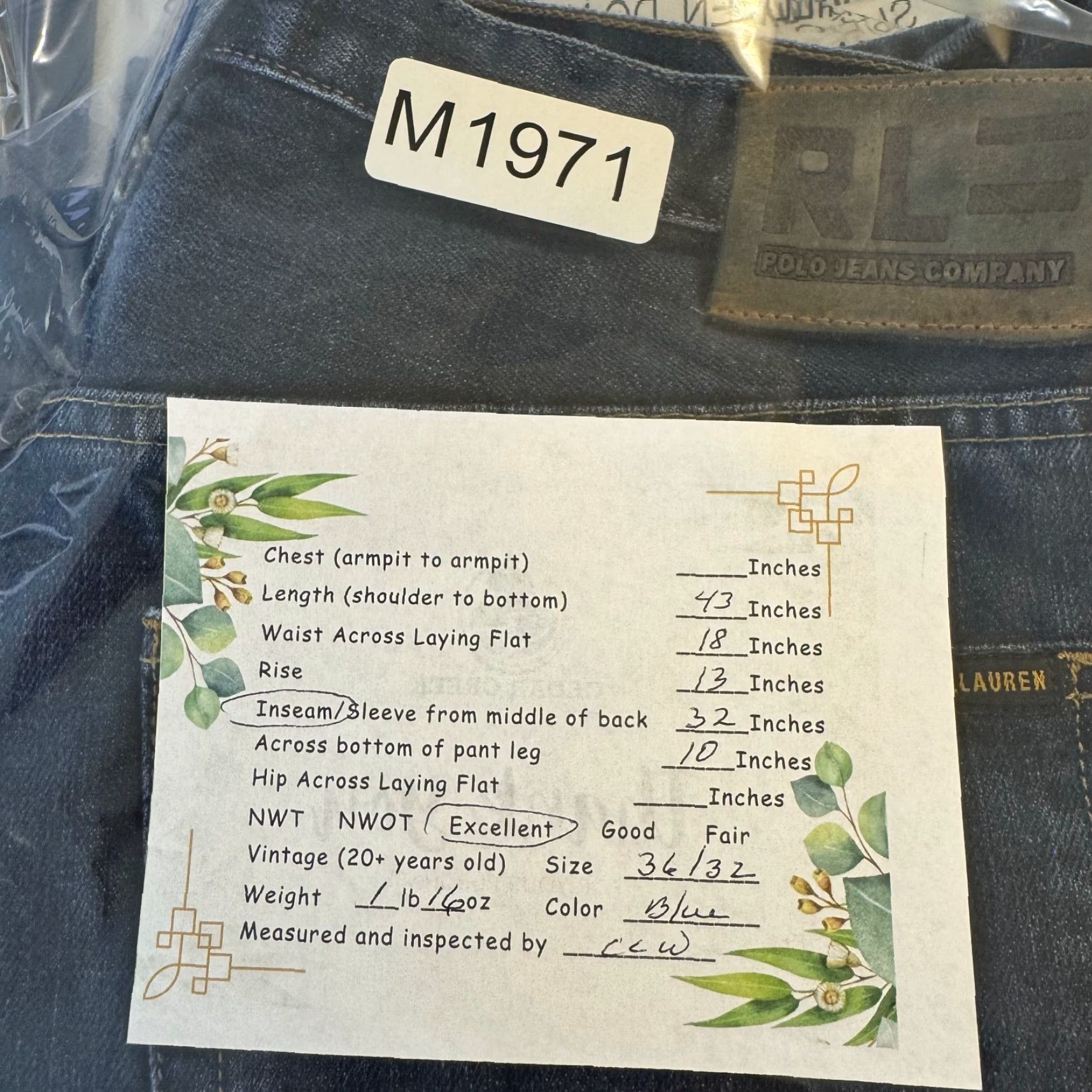 Polo Ralph Lauren Ralph Lauren Polo Jeans Mens 36 X 32 Blue Denim High-Rise Straight Leg Jeans Vintage No Size US M / EU 48-50 / 2 - 8 Thumbnail