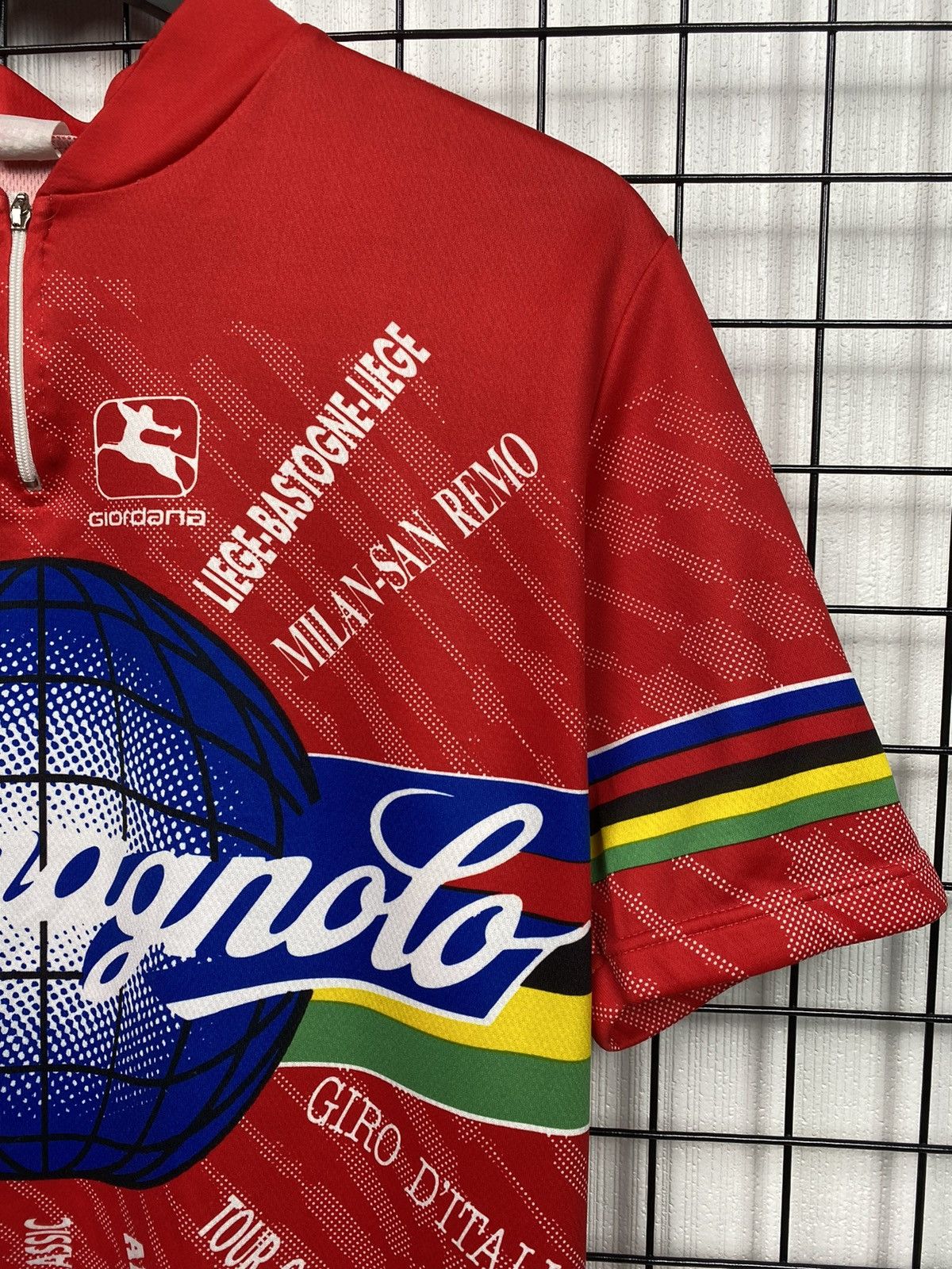 Bicycle × Vintage Campagnolo Giordana Team Cycle Jersey Men XL Red Tournament Size US XL / EU 56 / 4 - 2 Thumbnail