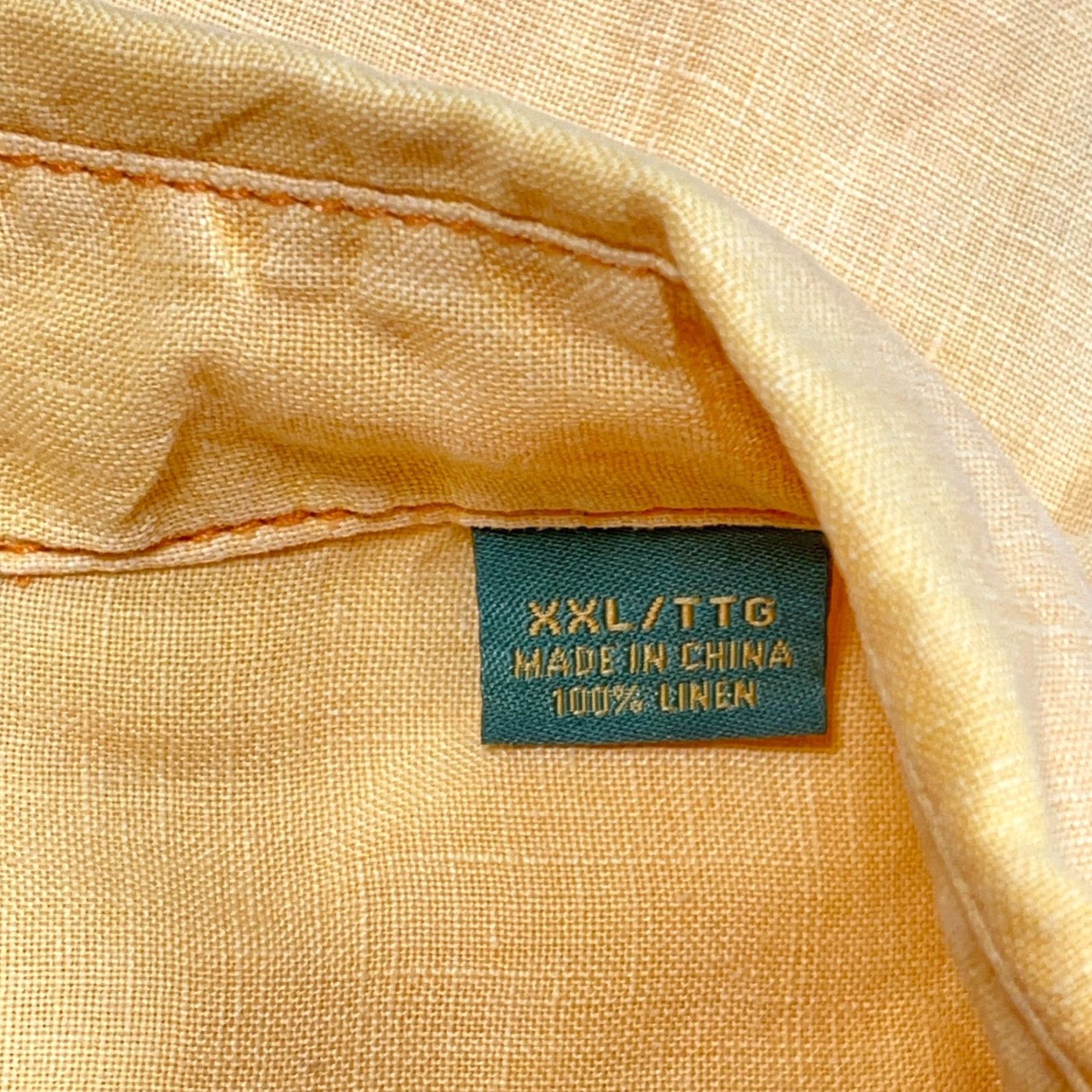 Tommy Bahama VINTAGE Tommy Bahama Shirt Men XL Yellow Linen Button Up Relax Hawaiian Camp Pocket Size US XL / EU 56 / 4 - 6 Thumbnail