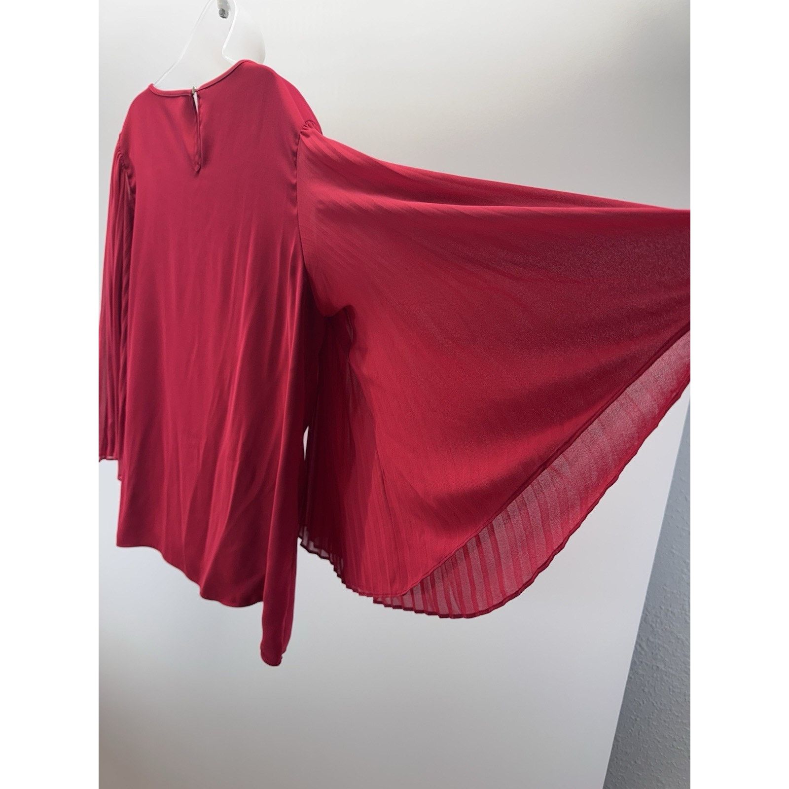 Chicos Chico's Red Accordion Pleated Blouse Women’s Size 3/XL Size XL / US 12-14 / IT 48-50 - 3 Thumbnail