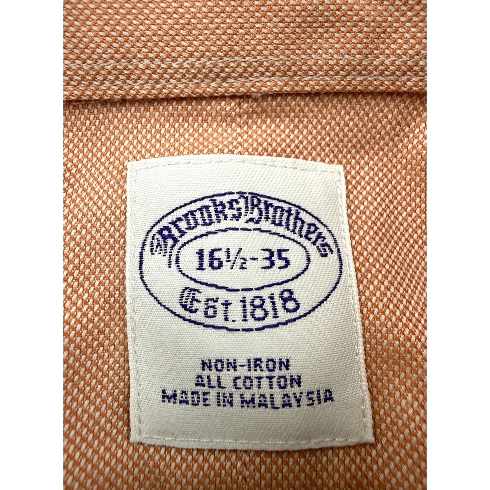 Brooks Brothers Brooks Brothers Dress Shirt Mens 16.5 35 Orange Check Non-Iron Cotton Shirt Mens Regular Long Sleeve Button Front Size 46R - 3 Thumbnail