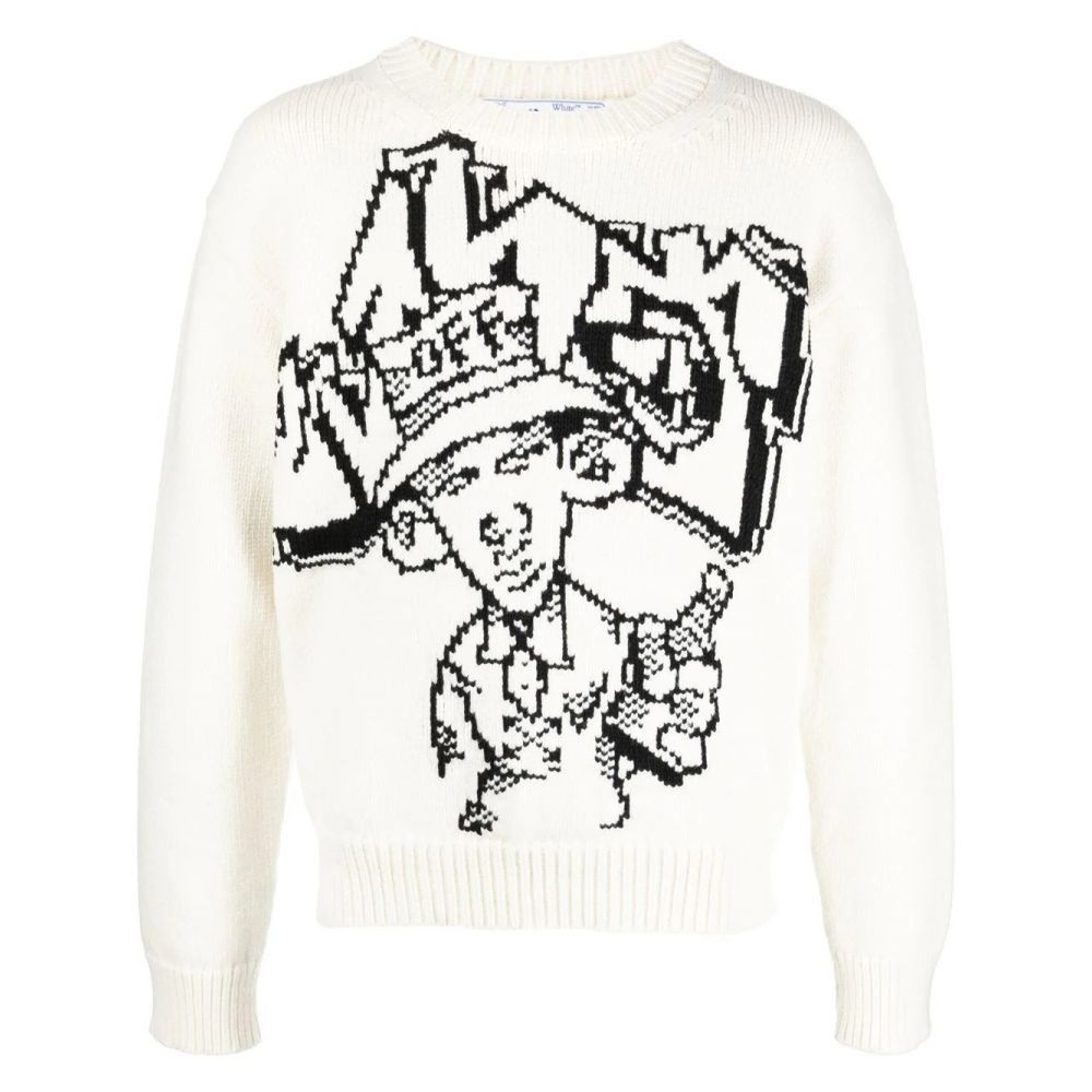 Off-White o1gr1nt1124 Graffiti Freest Chunky Knit Crew Sweater Size US XL / EU 56 / 4 - 1 Thumbnail