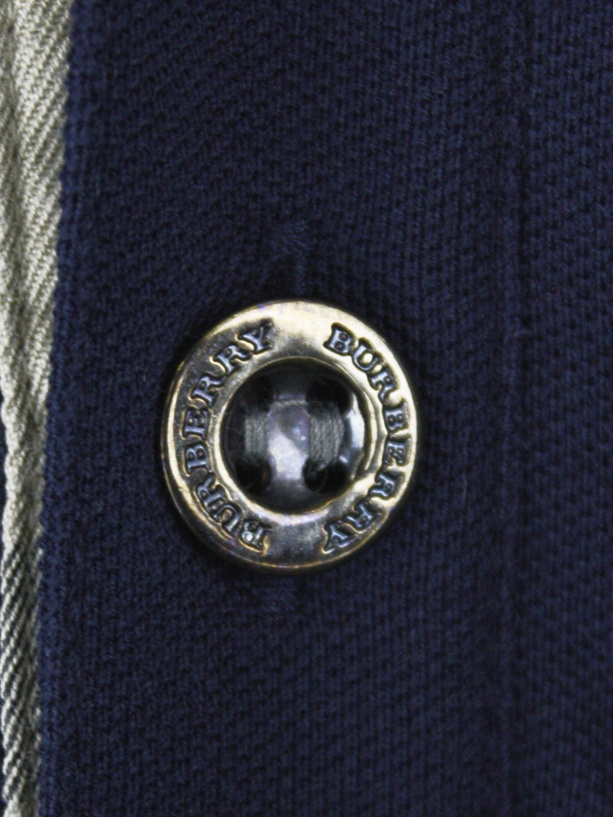 Burberry Burberry Navy Blue Polo Shirt Nova Check PlacketvVintage Size US XL / EU 56 / 4 - 4 Thumbnail