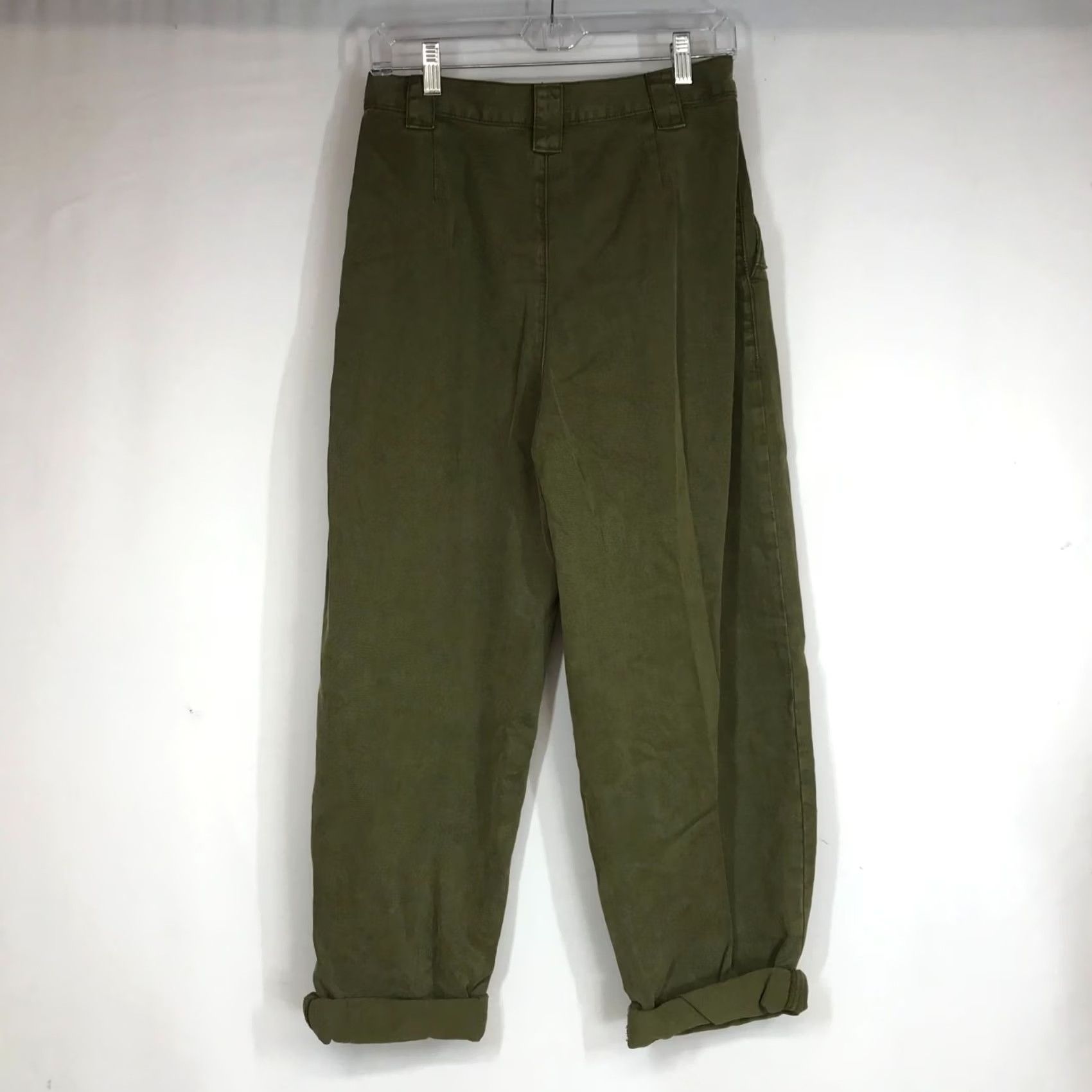 Topshop TOPSHOP Women's 6 Green Pleated Cuff Pants Lyocell Blend Size 28" / US 6 / IT 42 - 4 Thumbnail
