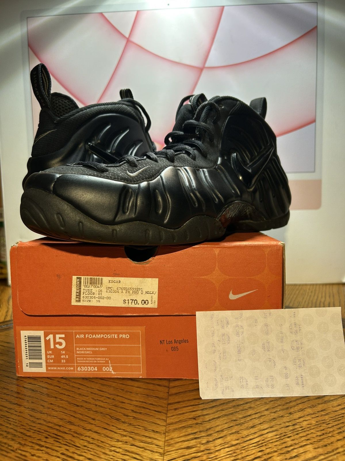 Size 15 Nike Air Foamposite Pro Stealth Anthracite 2001