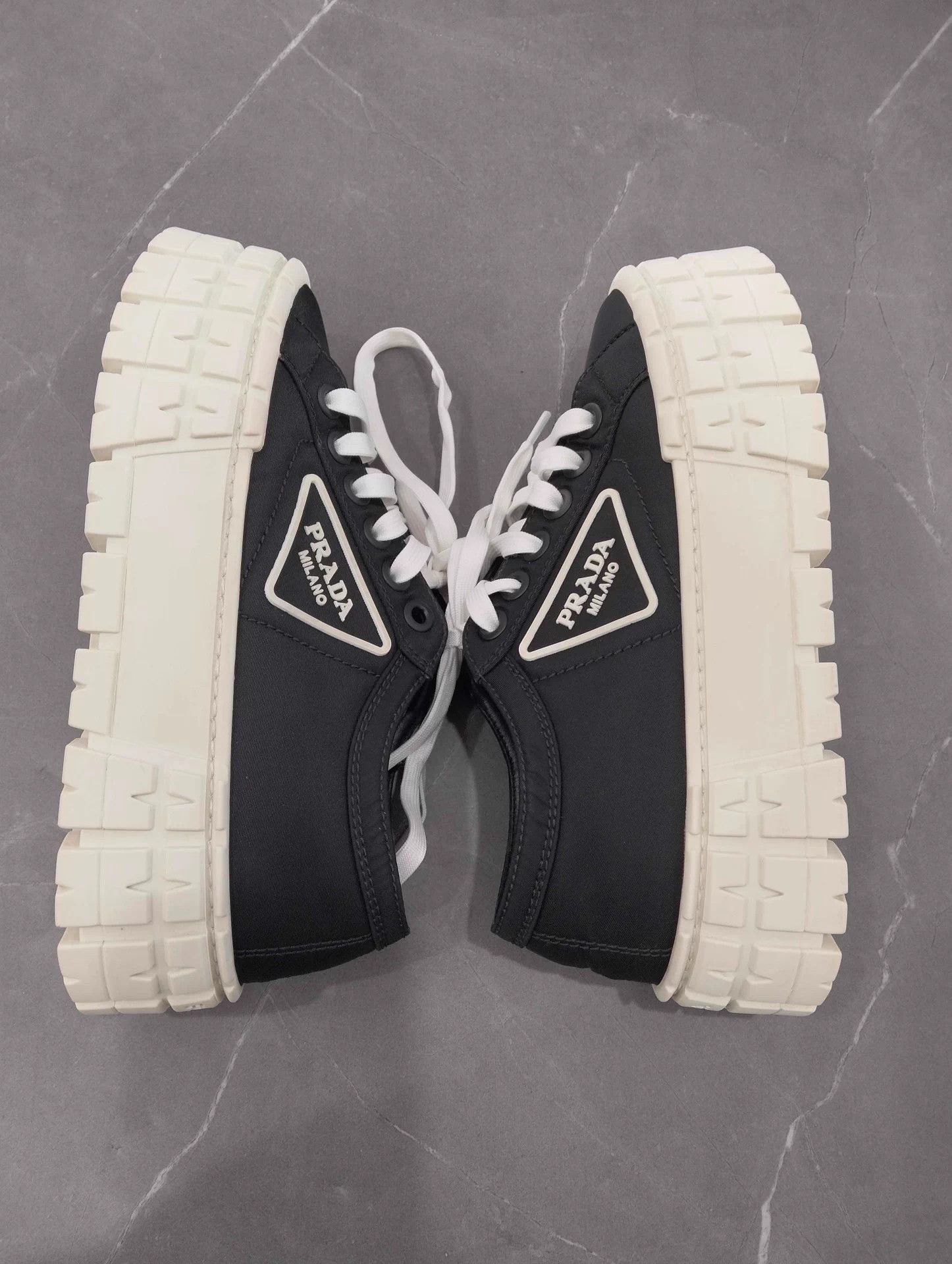 Prada Prada Black White Nylon Cracker Platform 35 Size US 4 / IT 34 - 3 Thumbnail