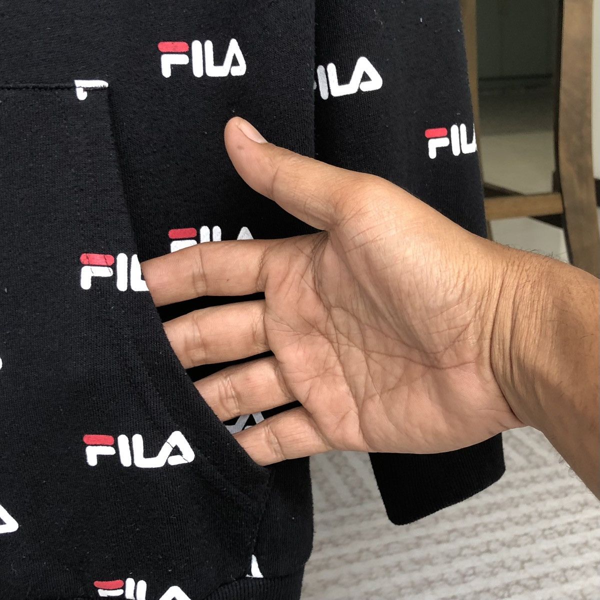 Fila Fila Logo Black All-over Printed Hoodie Sweatshirts Size US M / EU 48-50 / 2 - 5 Thumbnail