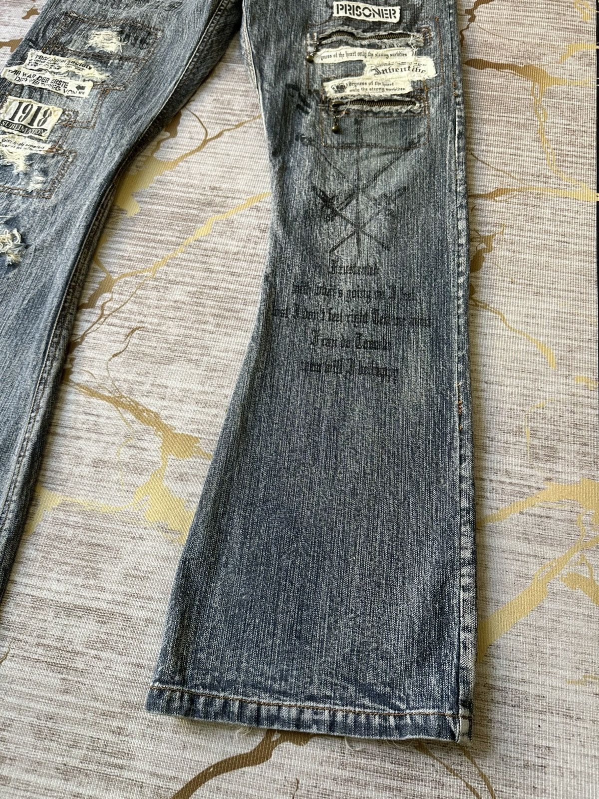In The Attic FLARE In The Attic Sublimation Studded Poem Patchwork Denim Size US 31 - 8 Thumbnail